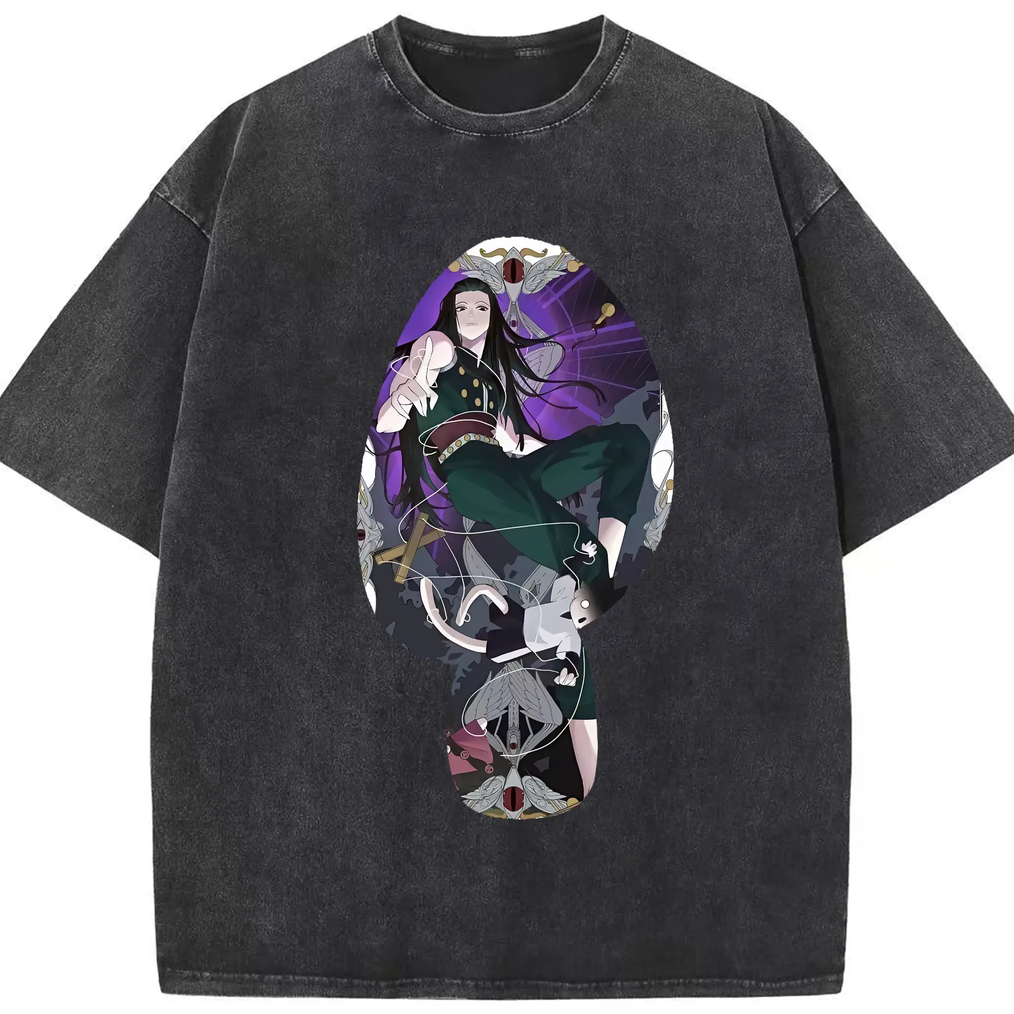 ハンター×ハンター グッズ イルミ＝ゾルディック - 綿100％ ヴィンテージ風 半袖Tシャツ ・ フロントプリント ・ 柔らか肌触り ・ 通気性 快適 ・ スポーツ カジュアル 外出用