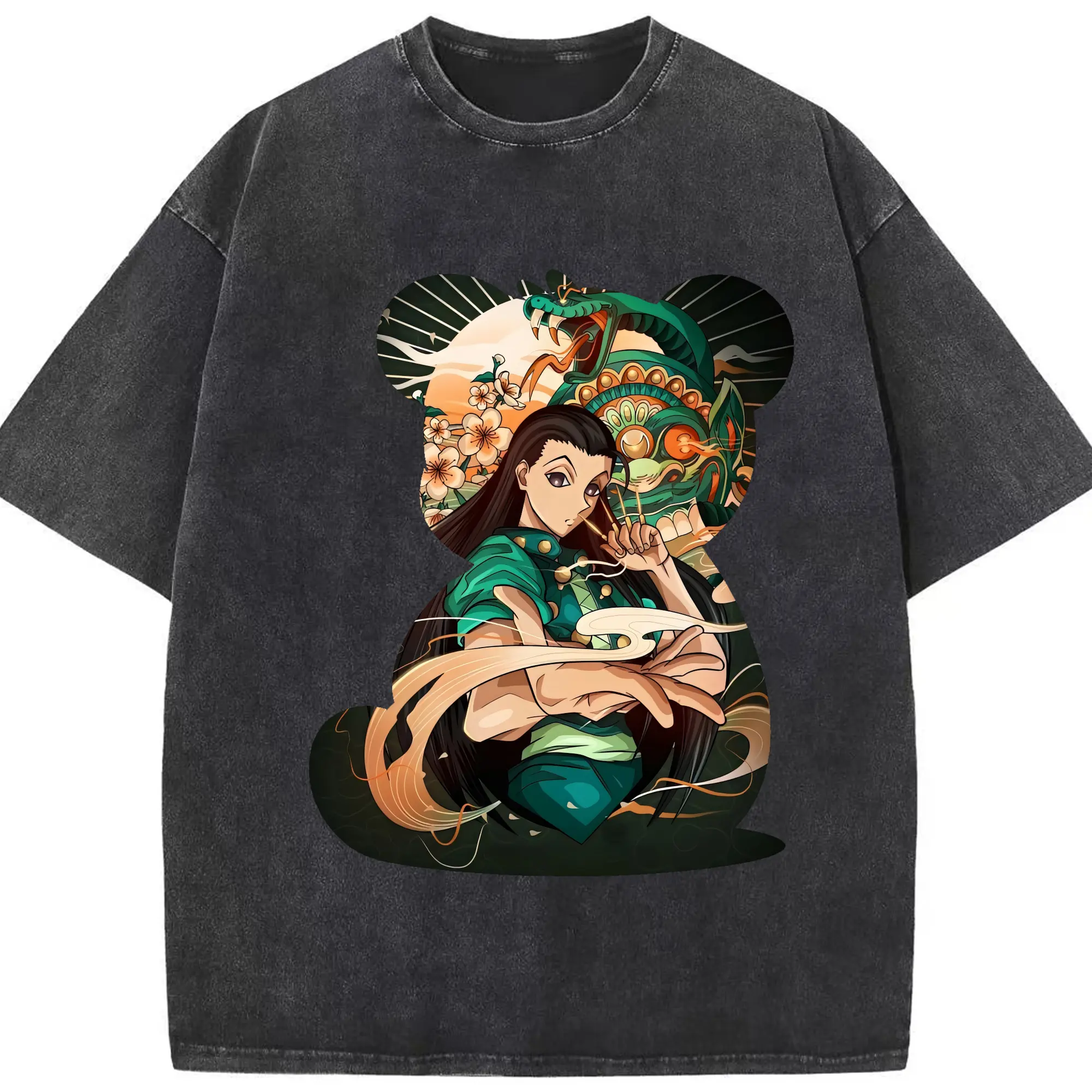 ハンター×ハンター グッズ イルミ＝ゾルディック - 綿100％ ヴィンテージ風 半袖Tシャツ ・ フロントプリント ・ 柔らか肌触り ・ 通気性 快適 ・ スポーツ カジュアル 外出用