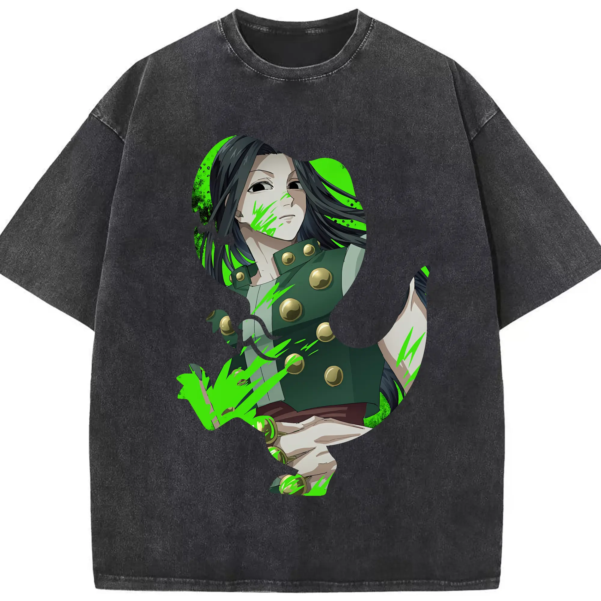 ハンター×ハンター グッズ イルミ＝ゾルディック - 綿100％ ヴィンテージ風 半袖Tシャツ ・ フロントプリント ・ 柔らか肌触り ・ 通気性 快適 ・ スポーツ カジュアル 外出用