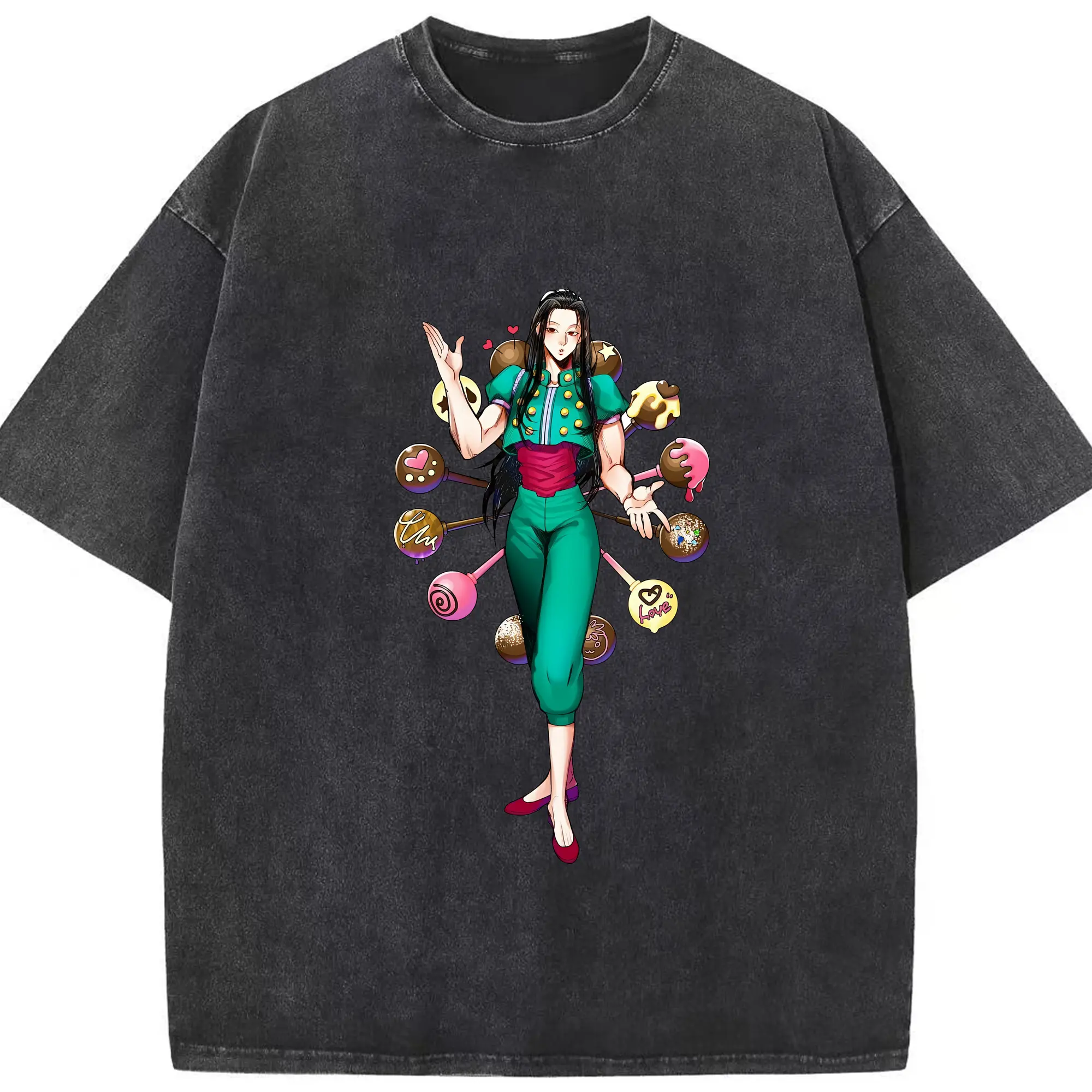 ハンター×ハンター グッズ イルミ＝ゾルディック - 綿100％ ヴィンテージ風 半袖Tシャツ ・ フロントプリント ・ 柔らか肌触り ・ 通気性 快適 ・ スポーツ カジュアル 外出用