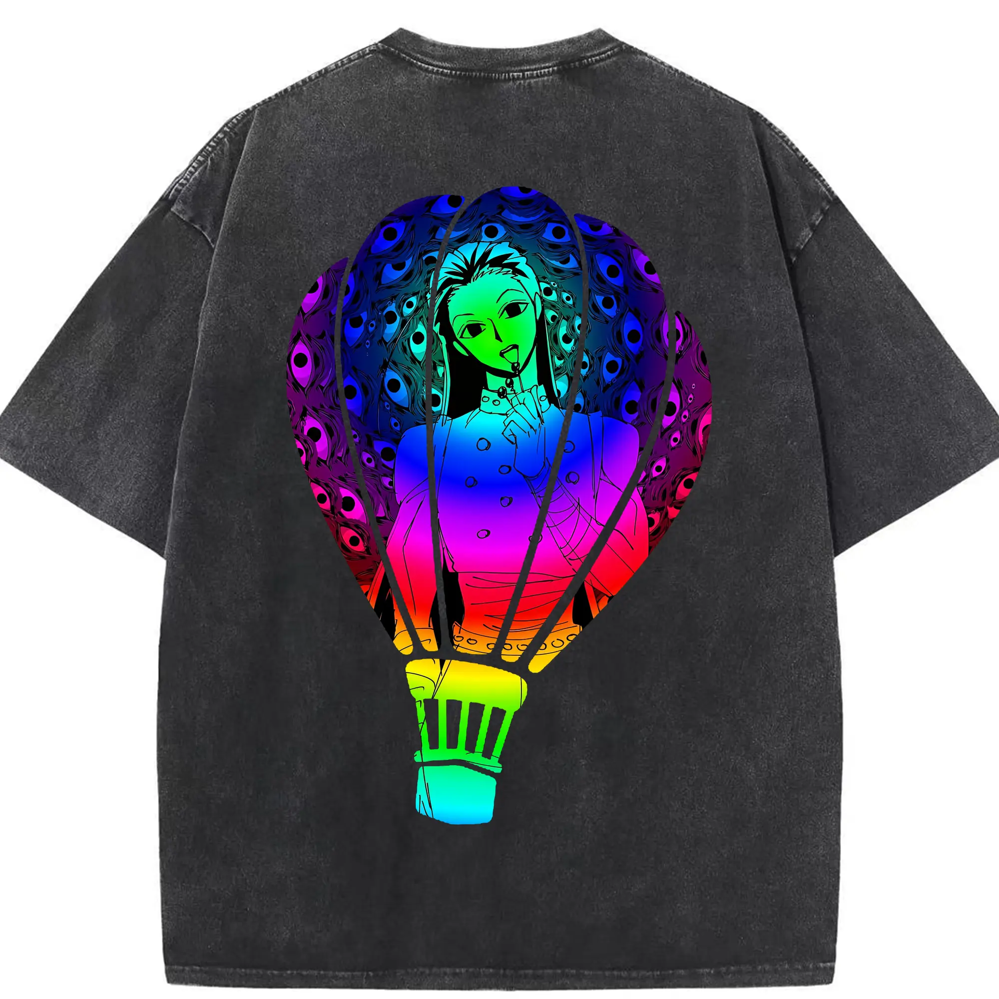 ハンター×ハンター グッズ イルミ＝ゾルディック - 綿100％ ヴィンテージ風 半袖Tシャツ ・ 背面プリント ・ 柔らか肌触り ・ 通気性 快適 ・ スポーツ カジュアル 外出用