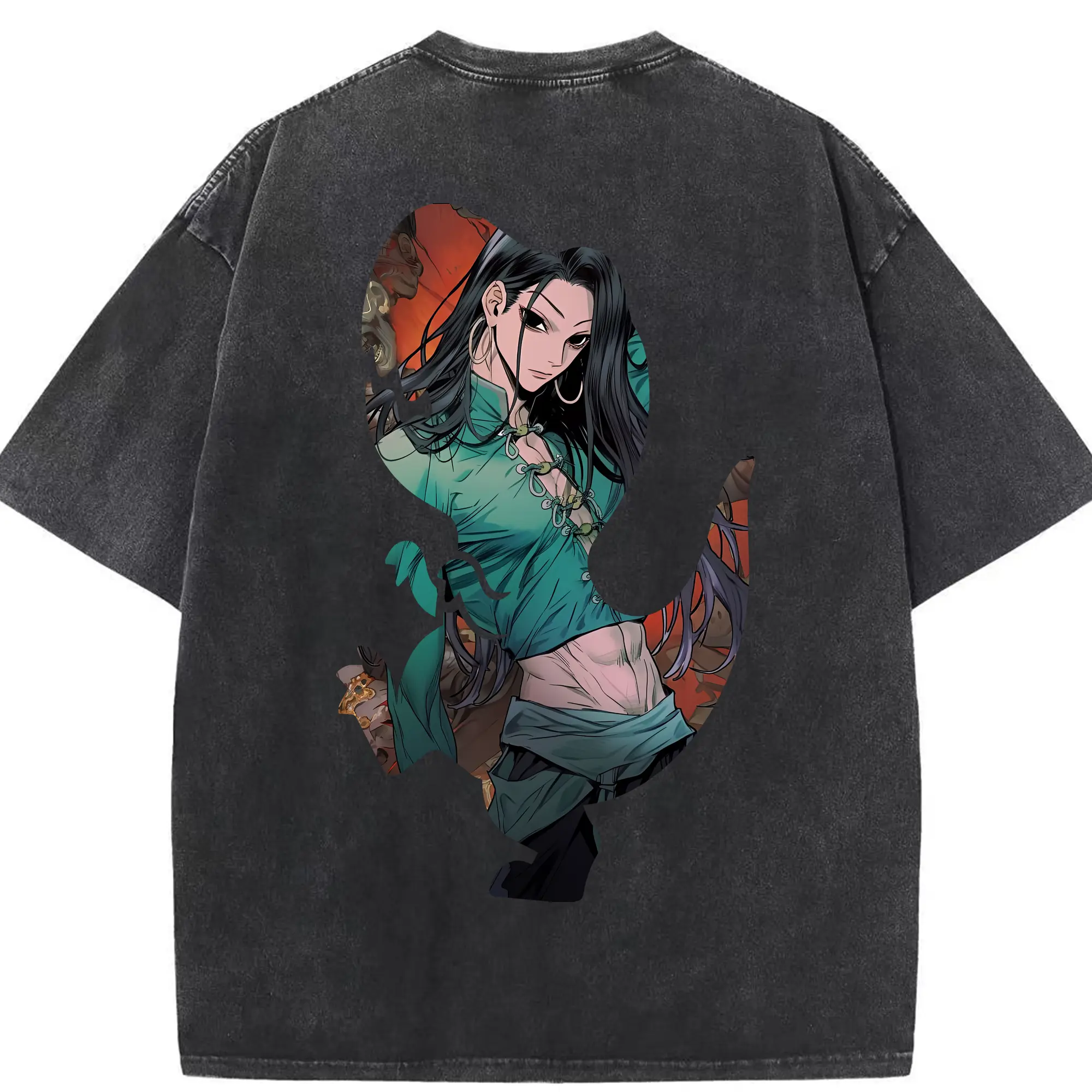 ハンター×ハンター グッズ イルミ＝ゾルディック - 綿100％ ヴィンテージ風 半袖Tシャツ ・ 背面プリント ・ 柔らか肌触り ・ 通気性 快適 ・ スポーツ カジュアル 外出用