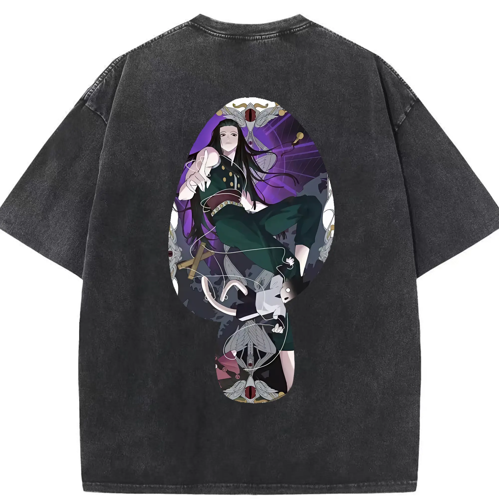 ハンター×ハンター グッズ イルミ＝ゾルディック - 綿100％ ヴィンテージ風 半袖Tシャツ ・ 背面プリント ・ 柔らか肌触り ・ 通気性 快適 ・ スポーツ カジュアル 外出用