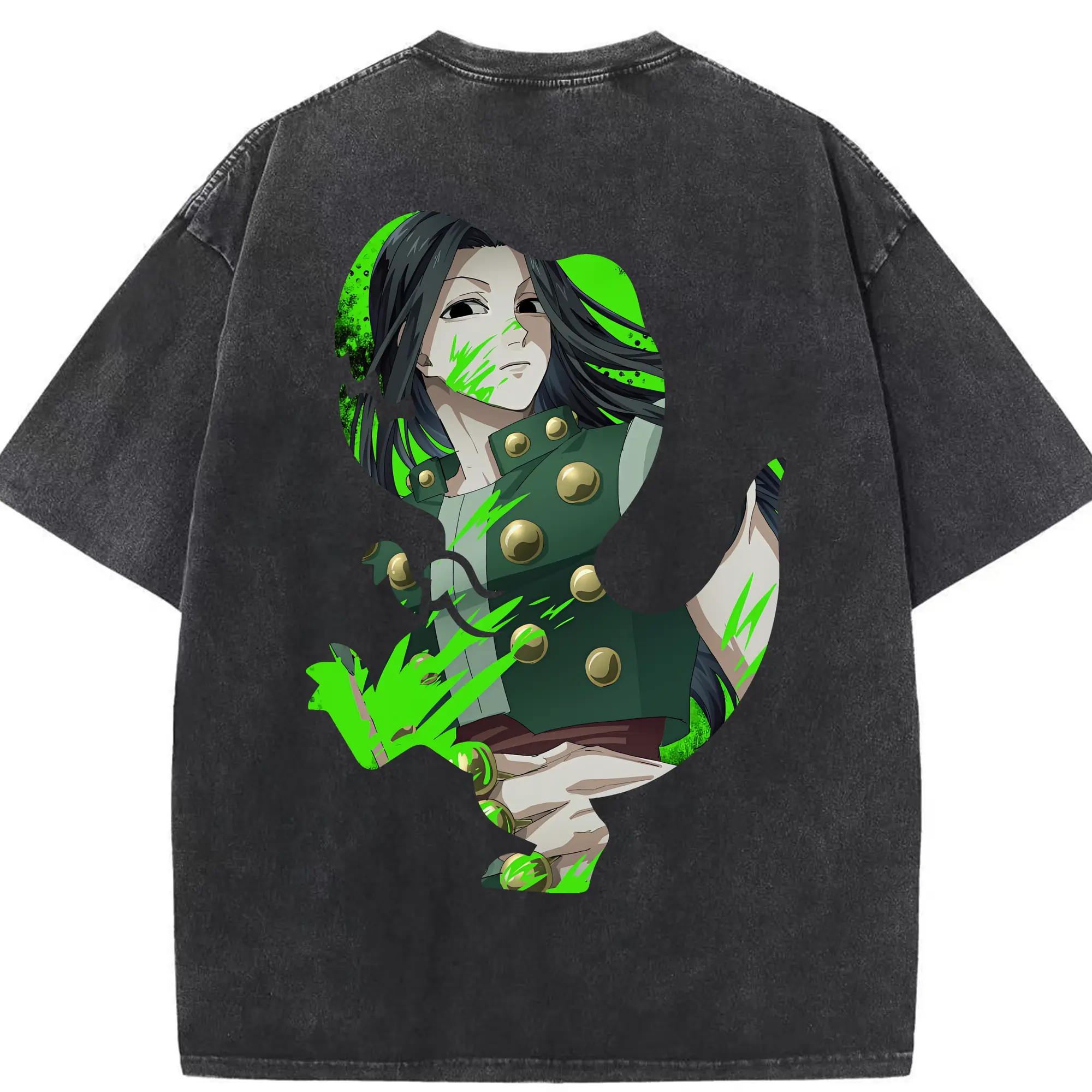 ハンター×ハンター グッズ イルミ＝ゾルディック - 綿100％ ヴィンテージ風 半袖Tシャツ ・ 背面プリント ・ 柔らか肌触り ・ 通気性 快適 ・ スポーツ カジュアル 外出用