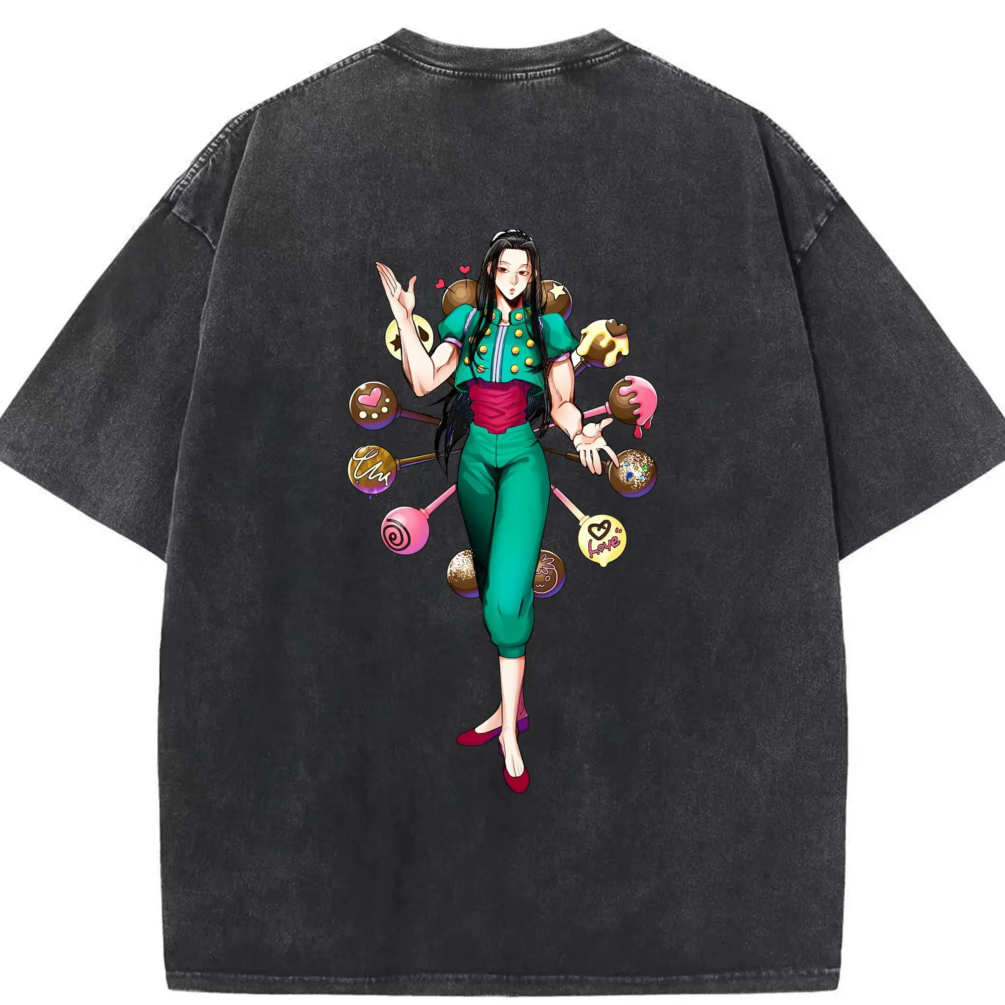 ハンター×ハンター グッズ イルミ＝ゾルディック - 綿100％ ヴィンテージ風 半袖Tシャツ ・ 背面プリント ・ 柔らか肌触り ・ 通気性 快適 ・ スポーツ カジュアル 外出用