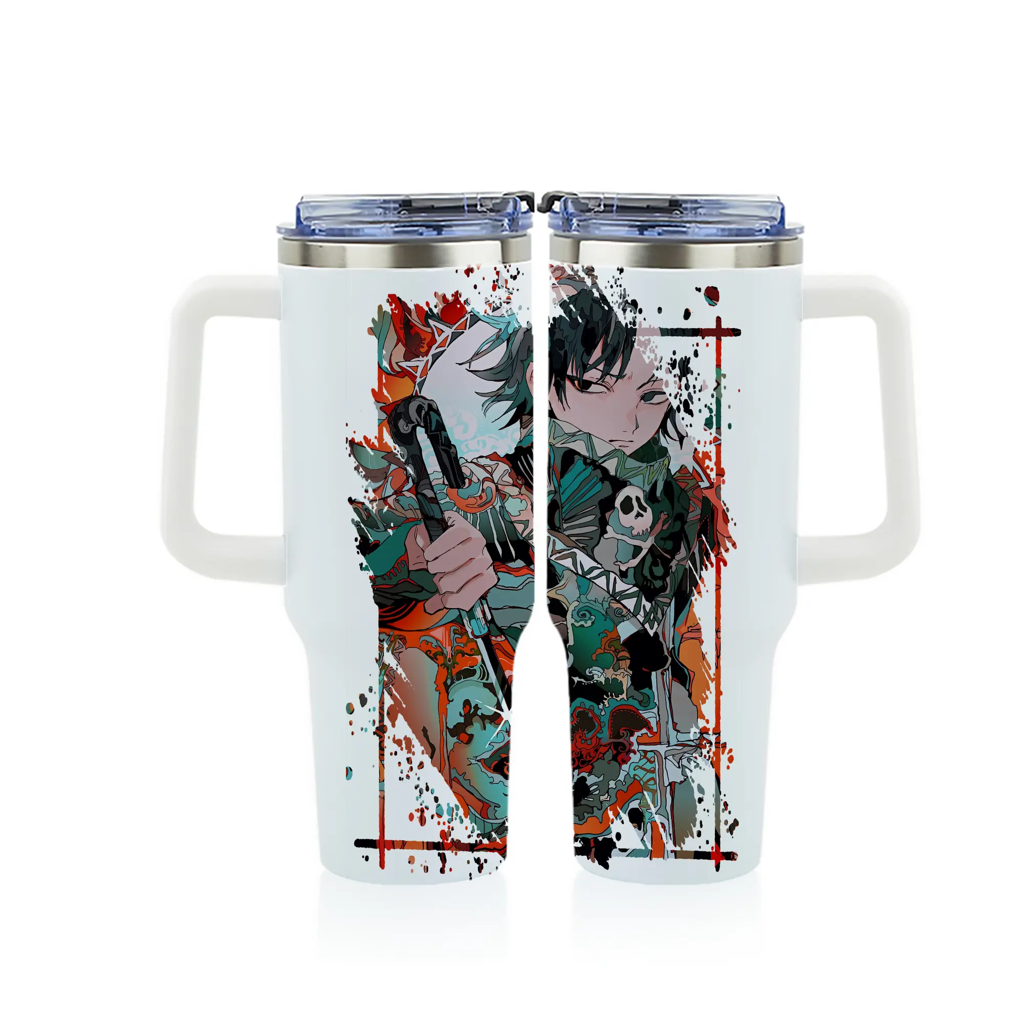 ハンター×ハンター グッズ フェイタン＝ポートオ - 1200mL フルプリント車用タンブラー ・ 304ステンレス 内側 ・ 201ステンレス 外側 ・ 保温 保冷 ・ 通勤 ドライブ アウトドア用