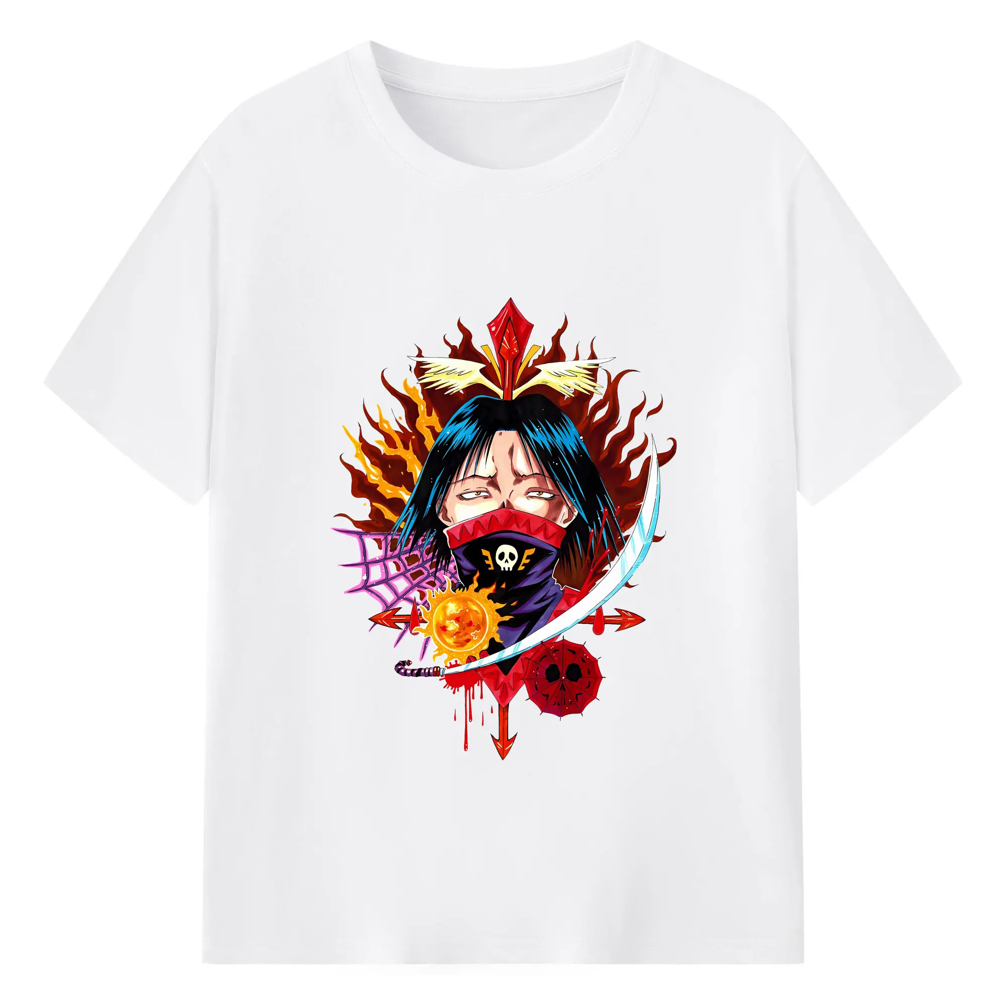 ハンター×ハンター グッズ フェイタン＝ポートオ - 綿100％ 半袖Tシャツ ・ フロントプリント ・ 快適 通気性 ・ 日常使い 散歩 スポーツ用