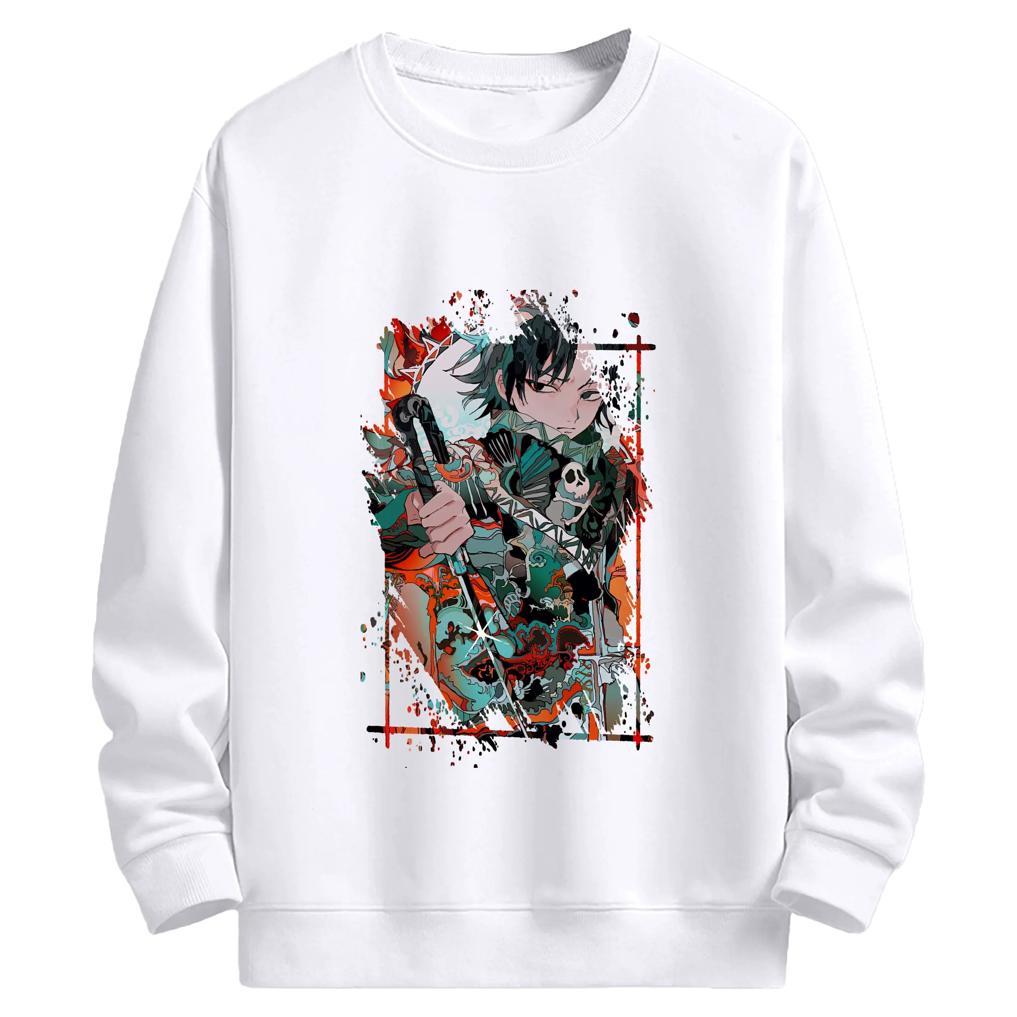 ハンター×ハンター グッズ フェイタン＝ポートオ - 高品質 クルーネック スウェット ・ コットン59％ ポリエステル41％ ・ ユニセックス 長袖 トレーナー ・ カジュアル デイリー スポーツ 散歩用