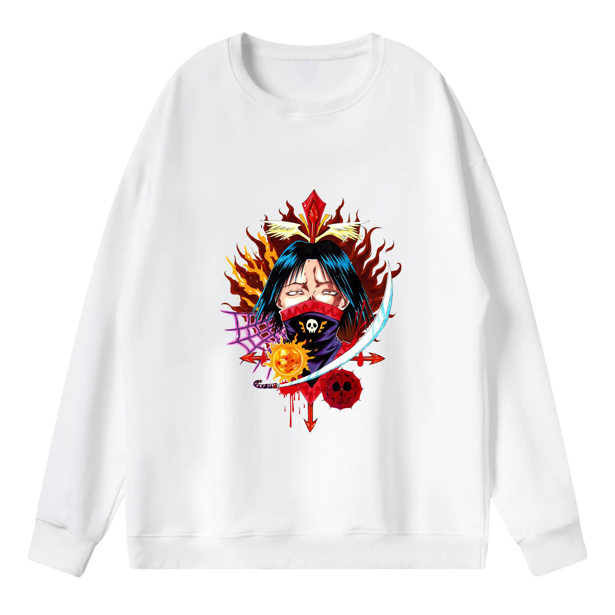 ハンター×ハンター グッズ フェイタン＝ポートオ - 薄手 クルーネック スウェット 裏毛260g · ポリエステル 春秋向け カジュアル 男女兼用 · トレーナー デイリー スポーツ 散歩に最適