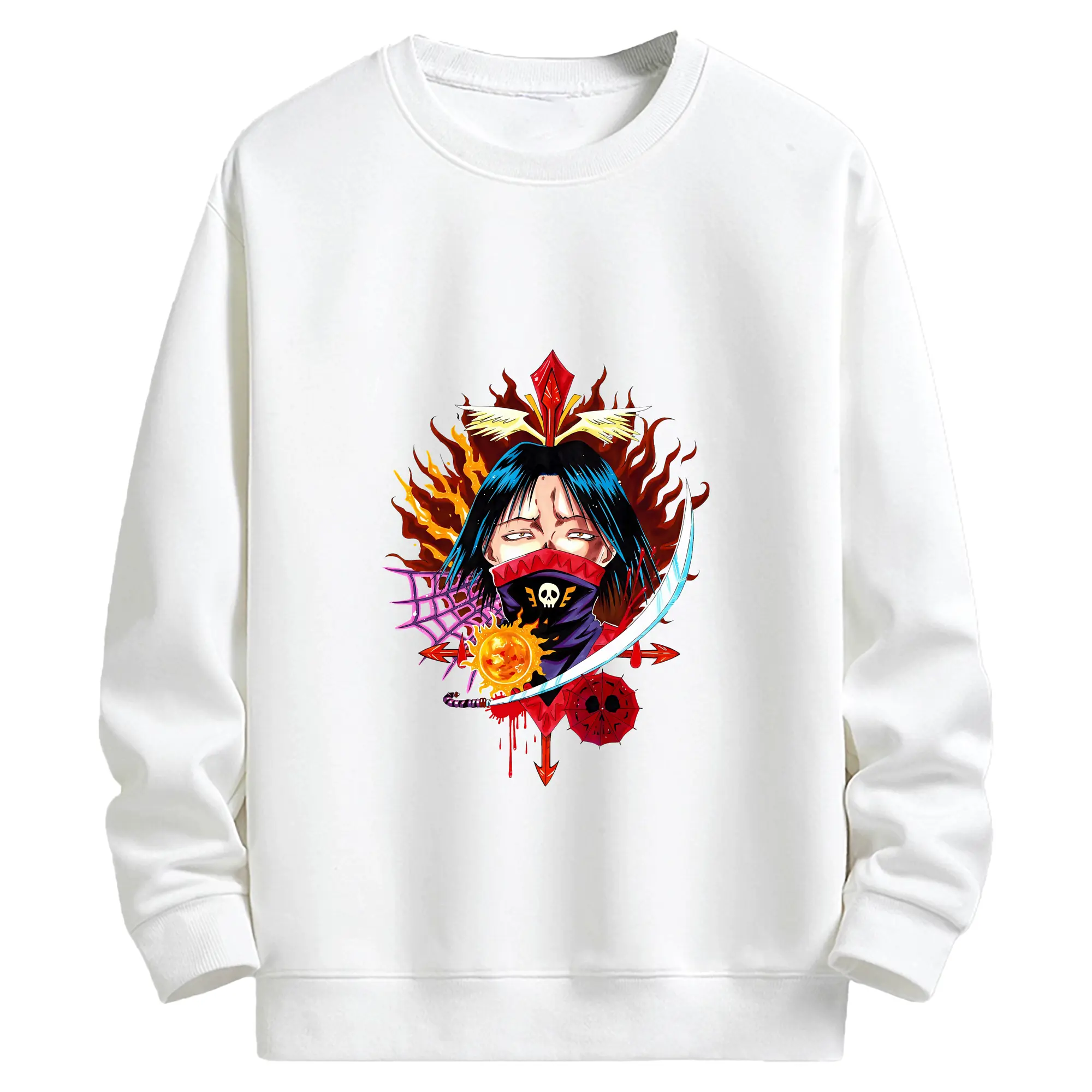 ハンター×ハンター グッズ フェイタン＝ポートオ - キッズ クルーネックスウェットシャツ ・ フロントプリント ・ 綿80％ ポリエステル20％ ・ 快適 通学 スポーツ 日常使い お散歩用