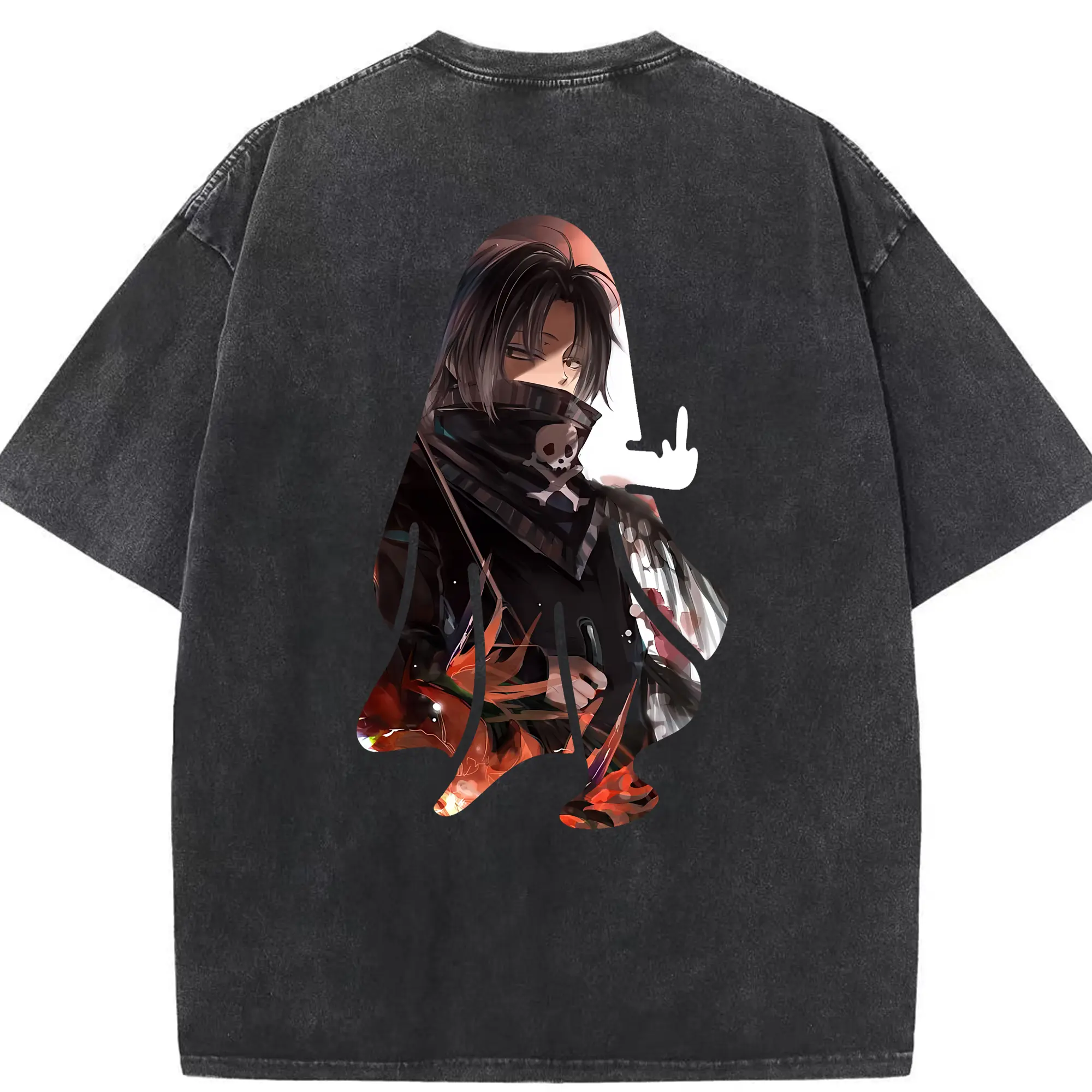 ハンター×ハンター グッズ フェイタン＝ポートオ - 綿100％ ヴィンテージ風 半袖Tシャツ ・ 背面プリント ・ 柔らか肌触り ・ 通気性 快適 ・ スポーツ カジュアル 外出用