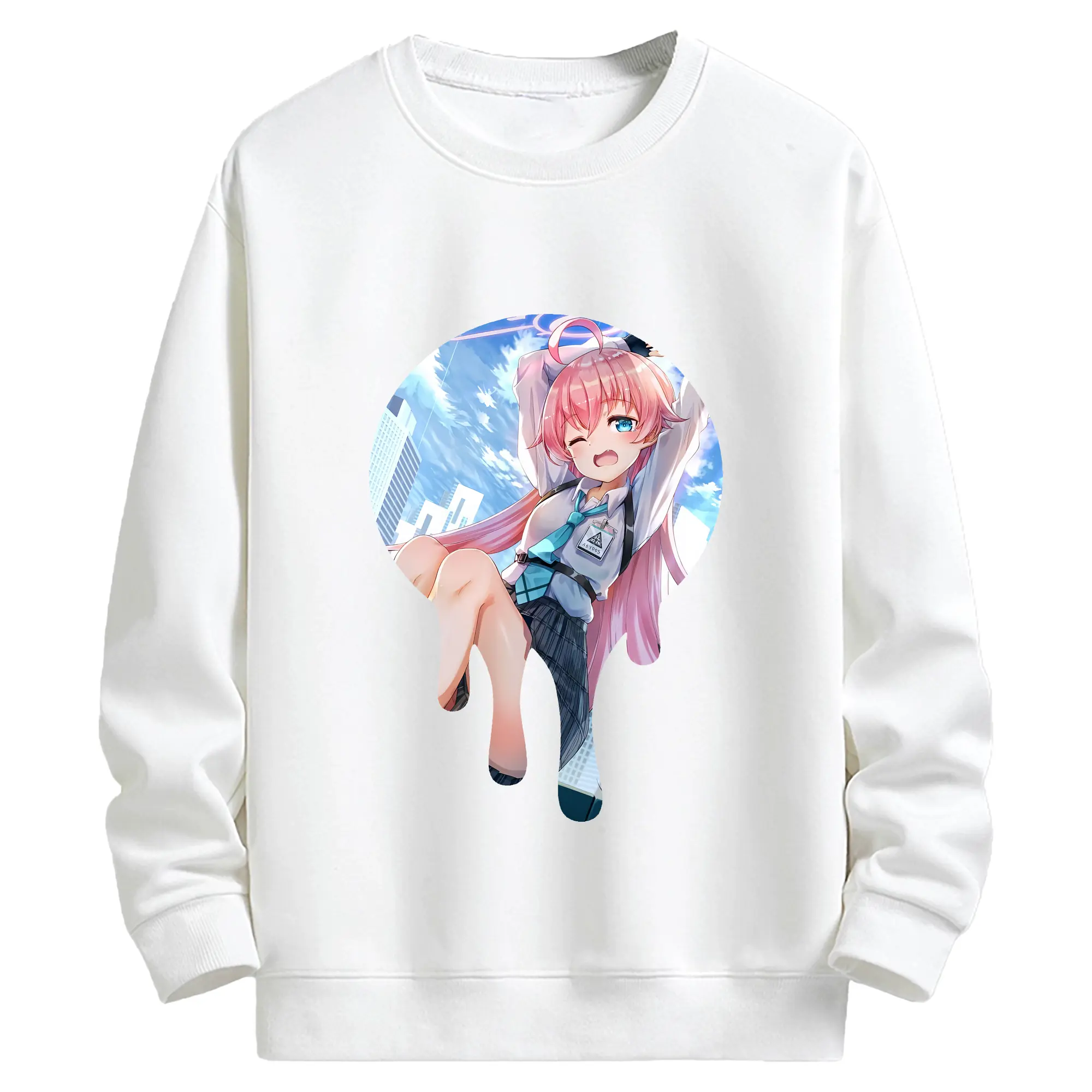 ブルーアーカイブ グッズ 小鳥遊ホシノ - キッズ クルーネックスウェットシャツ ・ フロントプリント ・ 綿80％ ポリエステル20％ ・ 快適 通学 スポーツ 日常使い お散歩用