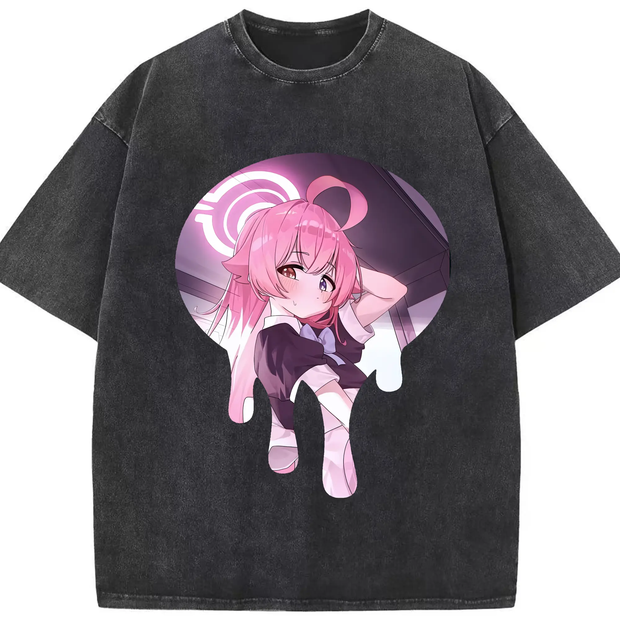 ブルーアーカイブ グッズ 小鳥遊ホシノ - 綿100％ ヴィンテージ風 半袖Tシャツ ・ フロントプリント ・ 柔らか肌触り ・ 通気性 快適 ・ スポーツ カジュアル 外出用