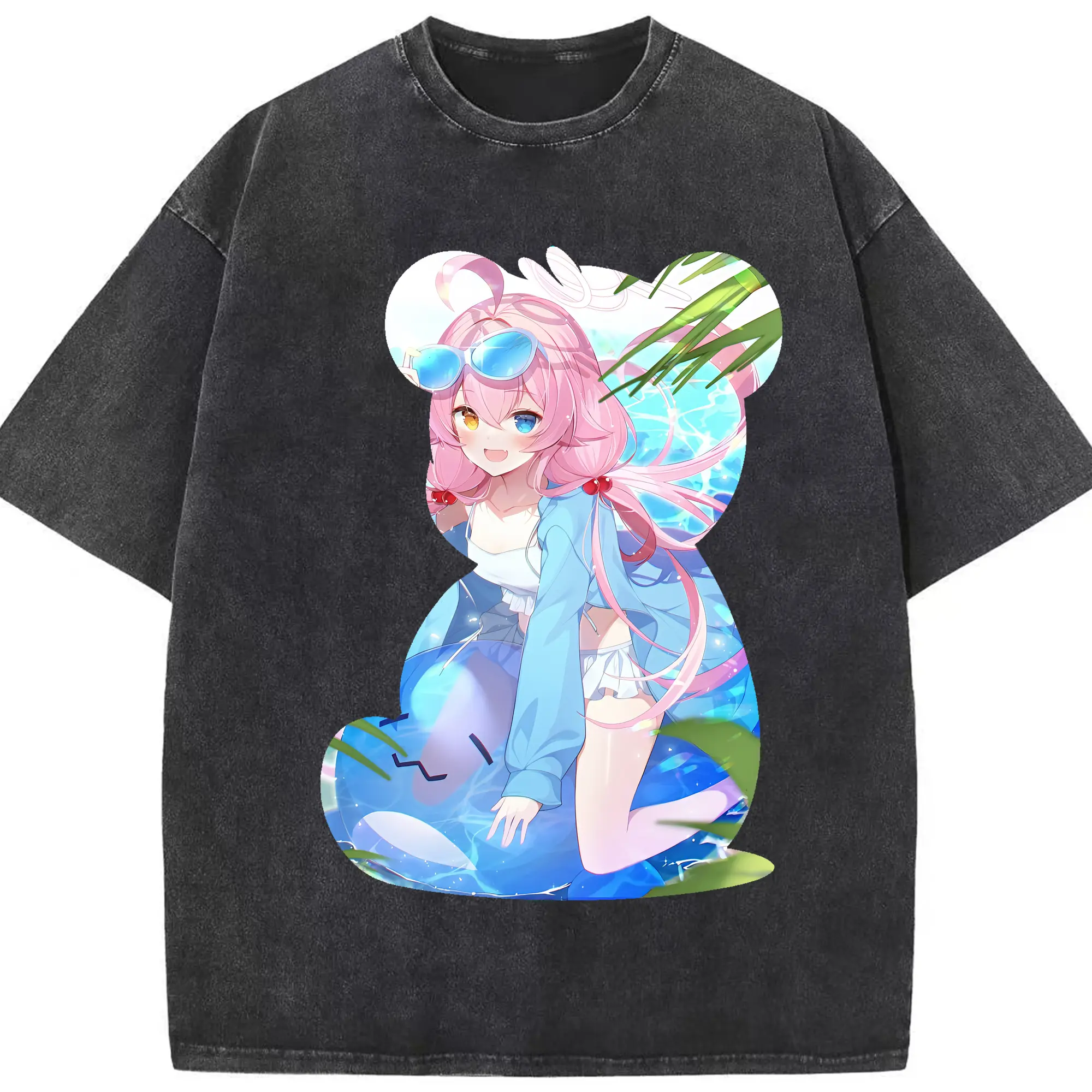 ブルーアーカイブ グッズ 小鳥遊ホシノ - 綿100％ ヴィンテージ風 半袖Tシャツ ・ フロントプリント ・ 柔らか肌触り ・ 通気性 快適 ・ スポーツ カジュアル 外出用