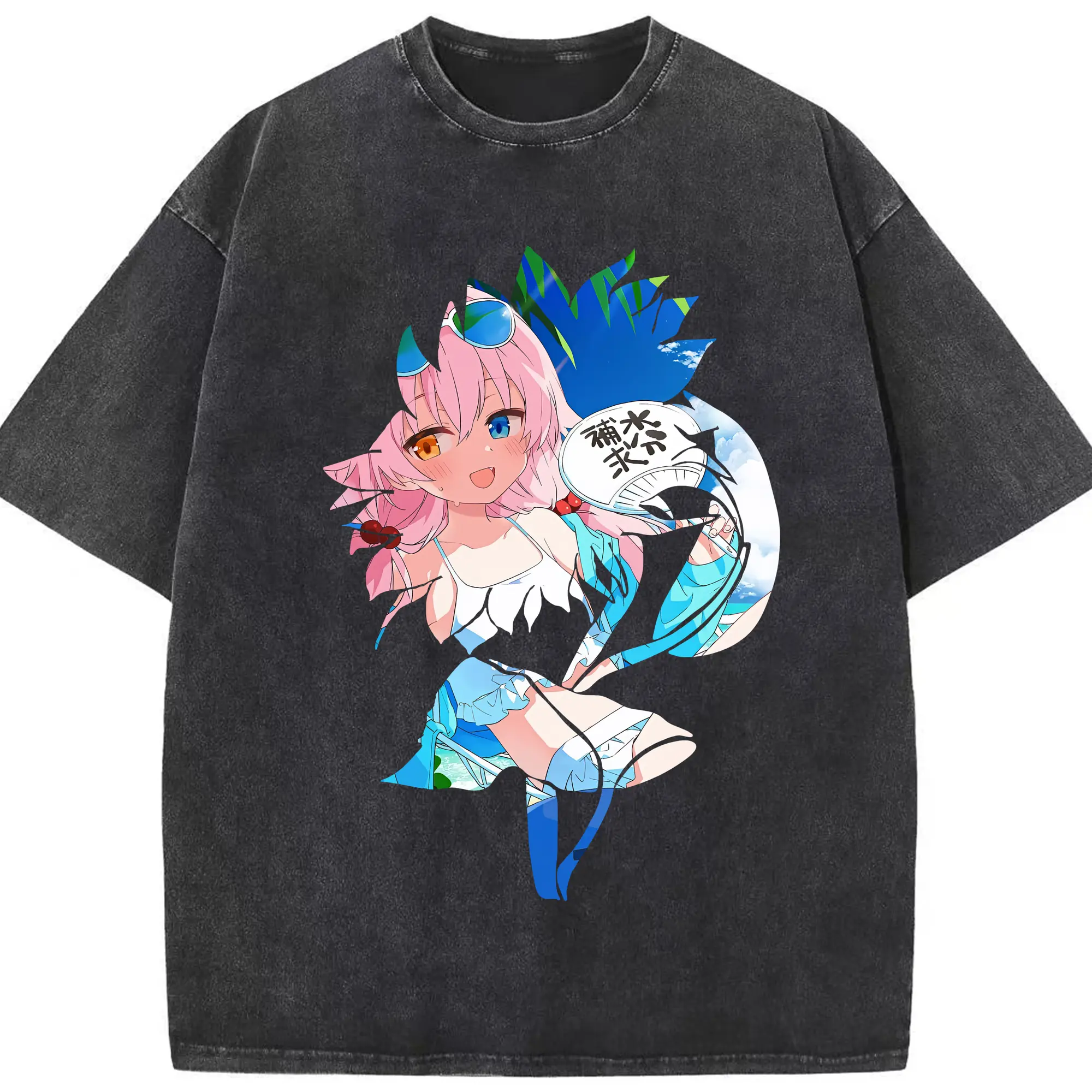 ブルーアーカイブ グッズ 小鳥遊ホシノ - 綿100％ ヴィンテージ風 半袖Tシャツ ・ フロントプリント ・ 柔らか肌触り ・ 通気性 快適 ・ スポーツ カジュアル 外出用