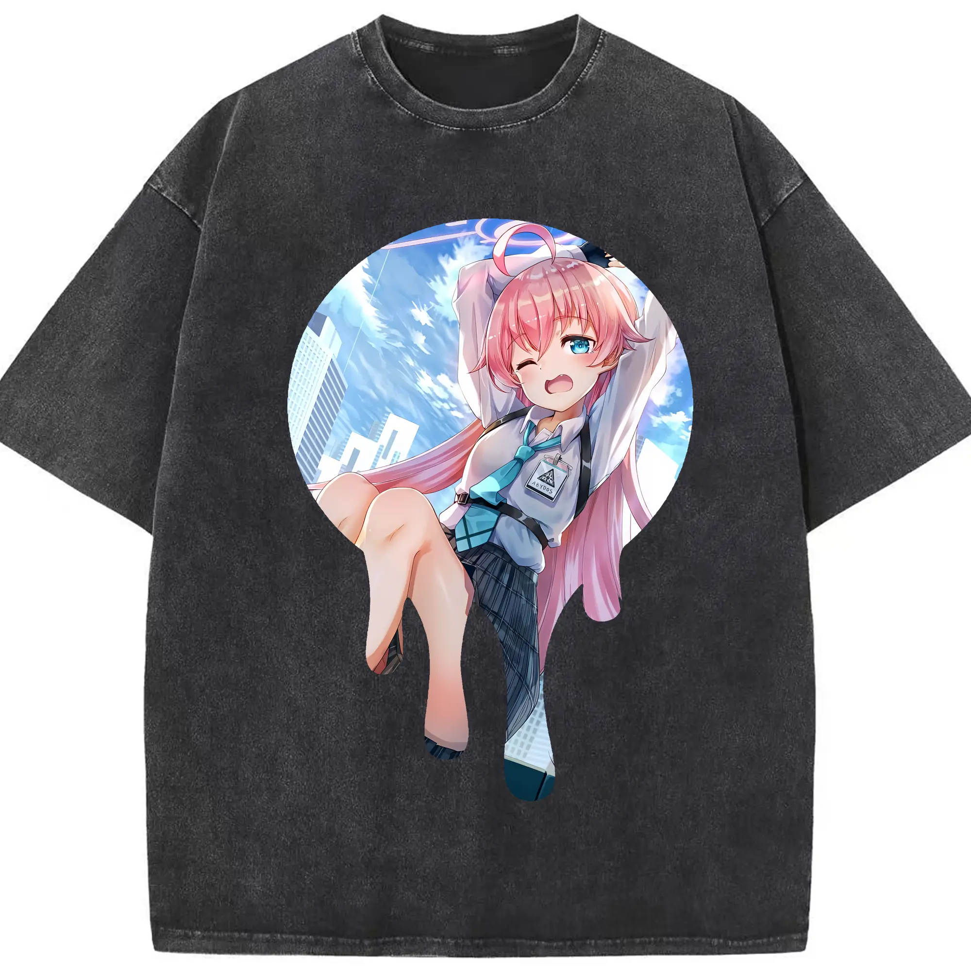 ブルーアーカイブ グッズ 小鳥遊ホシノ - 綿100％ ヴィンテージ風 半袖Tシャツ ・ フロントプリント ・ 柔らか肌触り ・ 通気性 快適 ・ スポーツ カジュアル 外出用