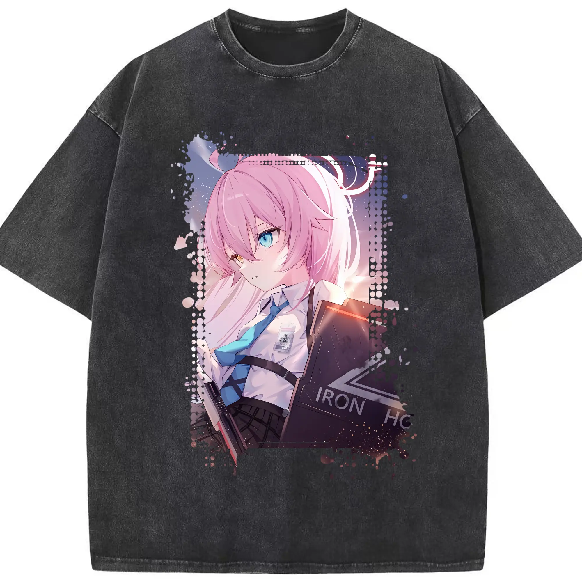ブルーアーカイブ グッズ 小鳥遊ホシノ - 綿100％ ヴィンテージ風 半袖Tシャツ ・ フロントプリント ・ 柔らか肌触り ・ 通気性 快適 ・ スポーツ カジュアル 外出用