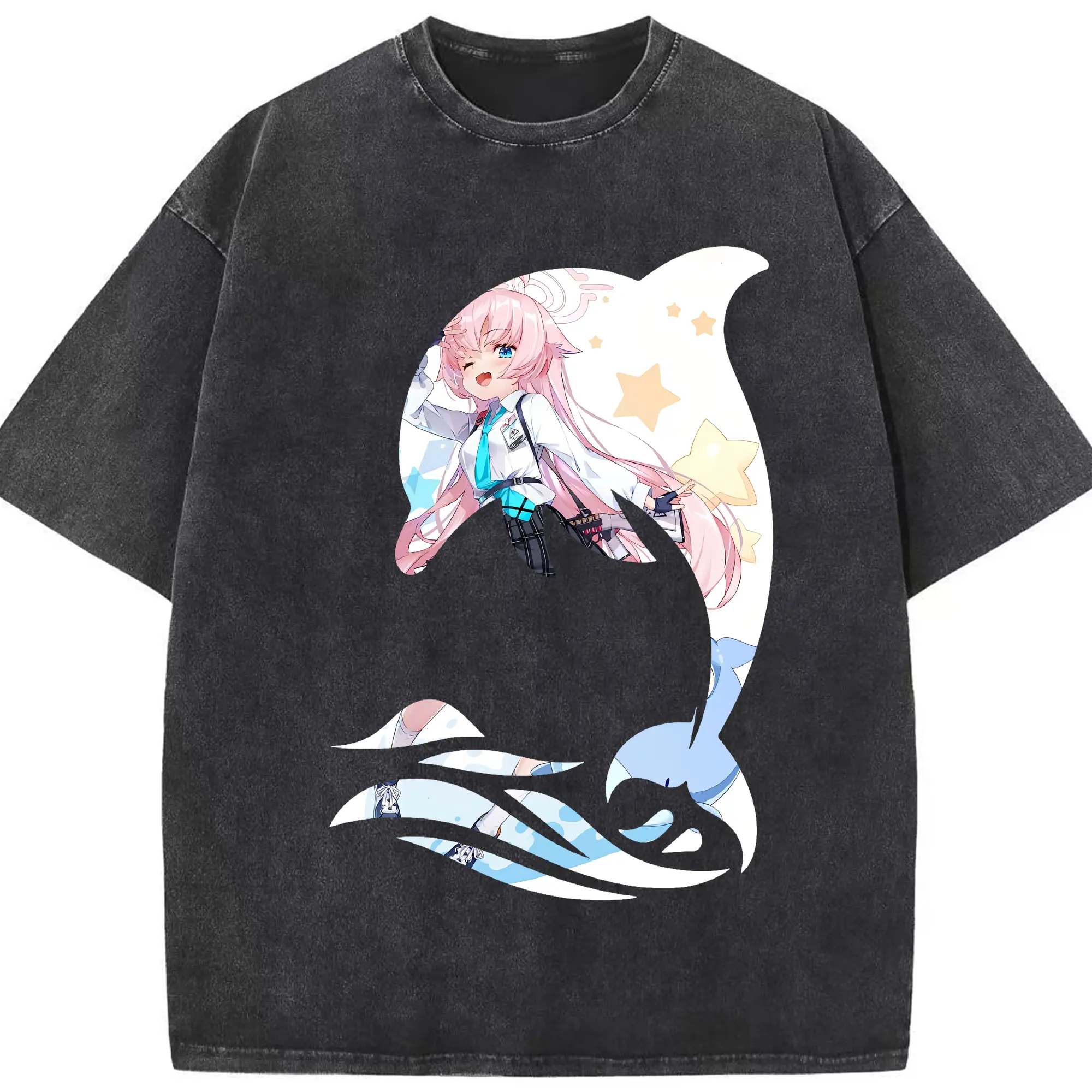 ブルーアーカイブ グッズ 小鳥遊ホシノ - 綿100％ ヴィンテージ風 半袖Tシャツ ・ フロントプリント ・ 柔らか肌触り ・ 通気性 快適 ・ スポーツ カジュアル 外出用