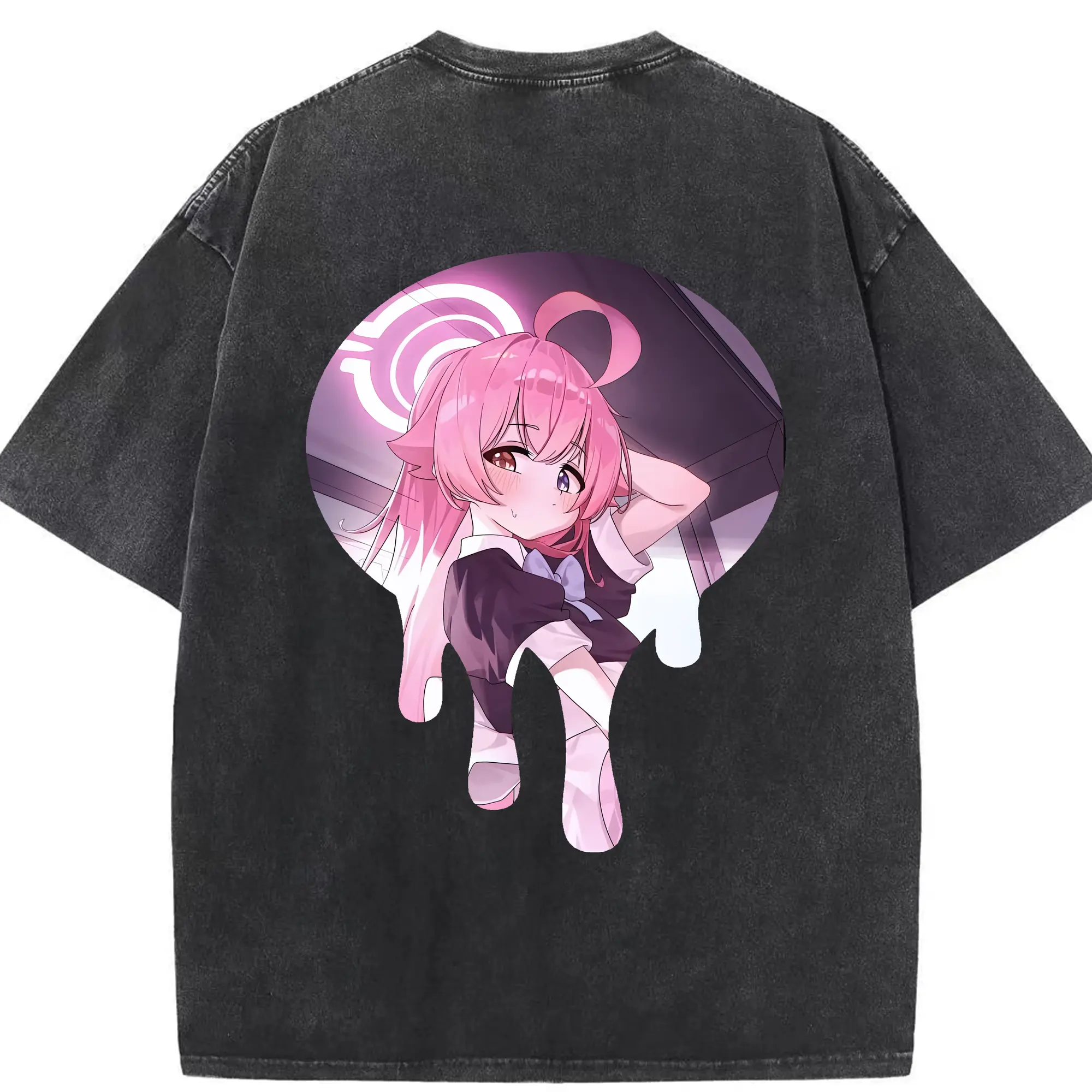 ブルーアーカイブ グッズ 小鳥遊ホシノ - 綿100％ ヴィンテージ風 半袖Tシャツ ・ 背面プリント ・ 柔らか肌触り ・ 通気性 快適 ・ スポーツ カジュアル 外出用