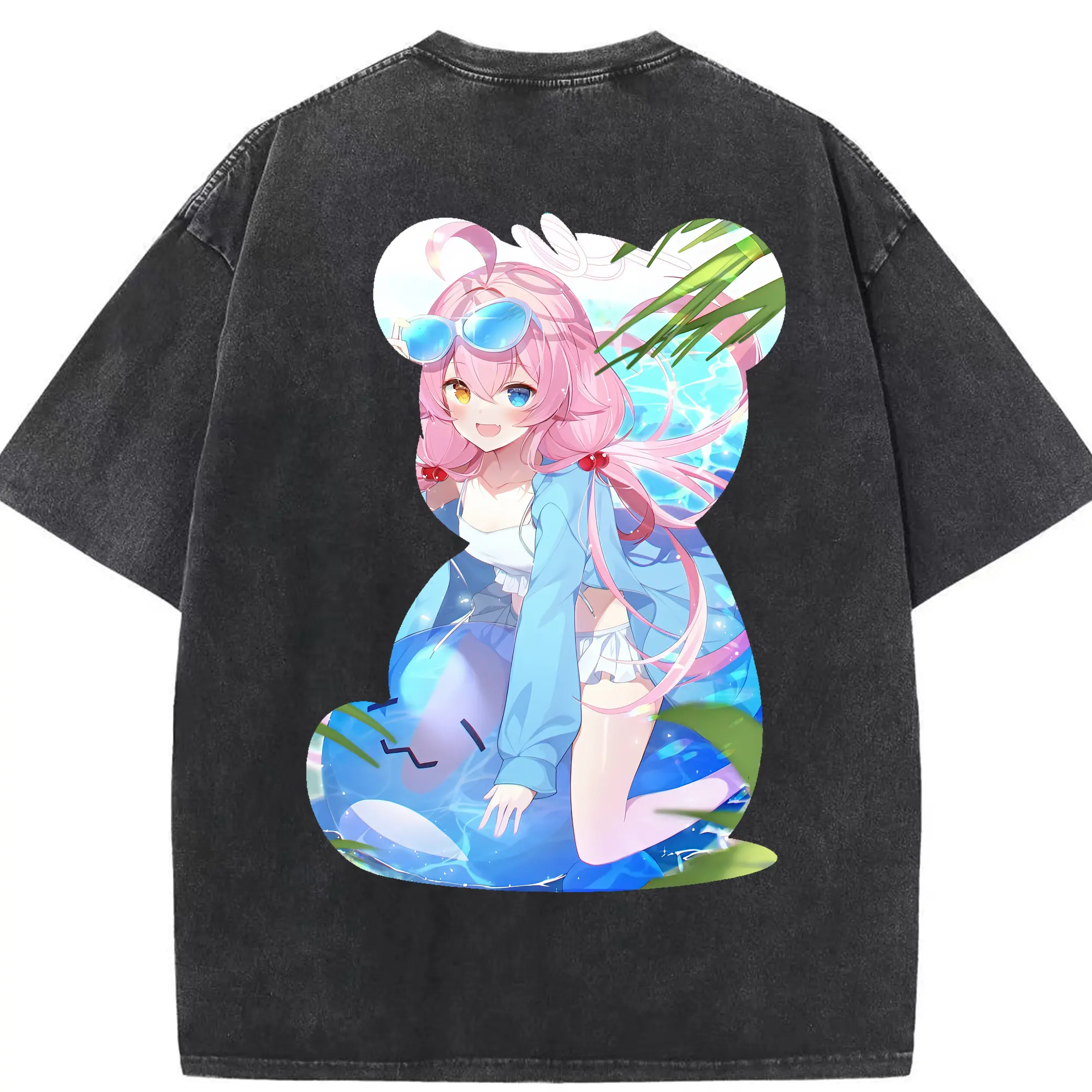 ブルーアーカイブ グッズ 小鳥遊ホシノ - 綿100％ ヴィンテージ風 半袖Tシャツ ・ 背面プリント ・ 柔らか肌触り ・ 通気性 快適 ・ スポーツ カジュアル 外出用