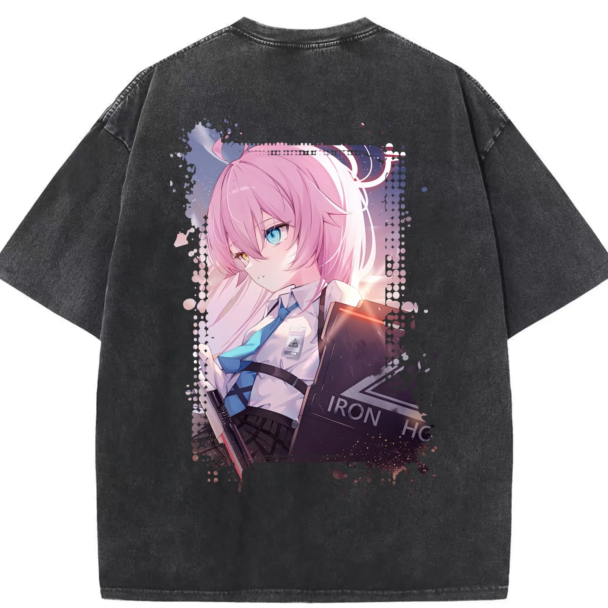 ブルーアーカイブ グッズ 小鳥遊ホシノ - 綿100％ ヴィンテージ風 半袖Tシャツ ・ 背面プリント ・ 柔らか肌触り ・ 通気性 快適 ・ スポーツ カジュアル 外出用