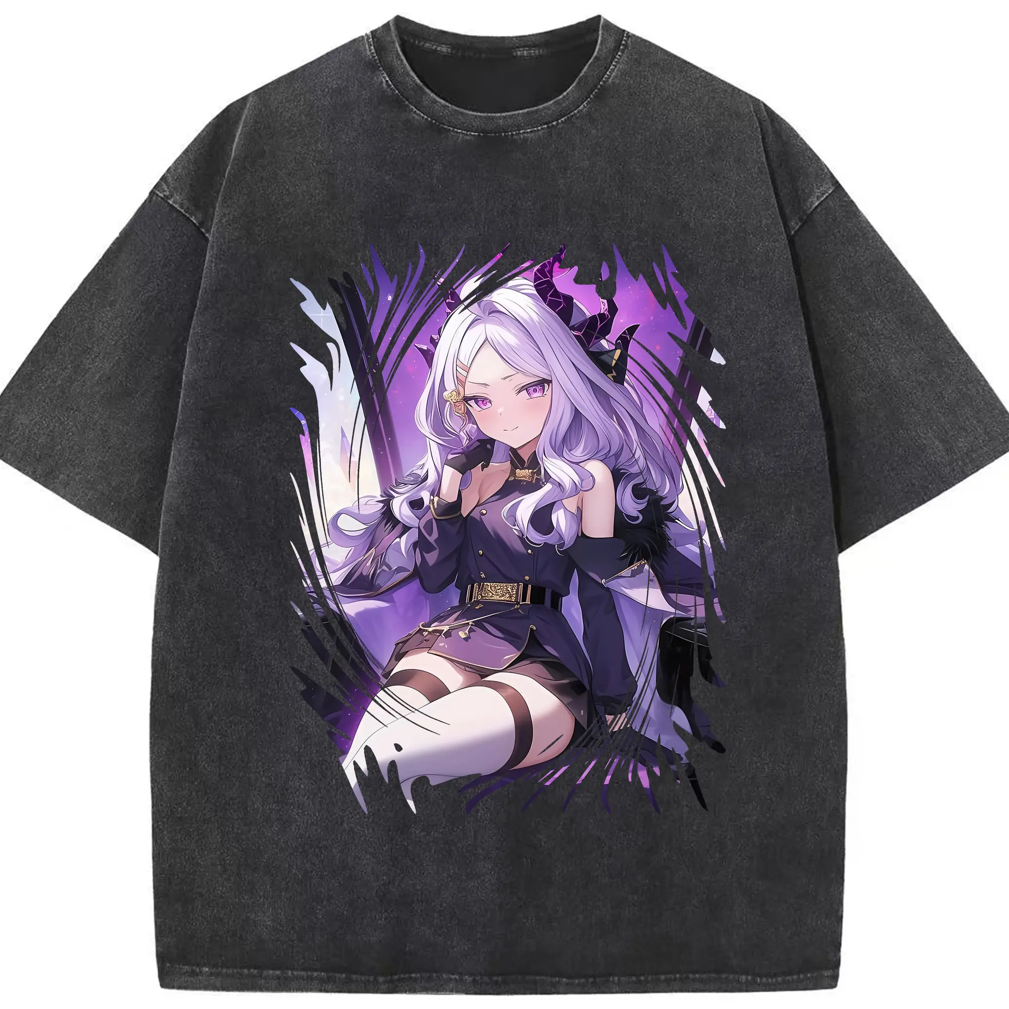 ブルーアーカイブ グッズ 空崎ヒナ - 綿100％ ヴィンテージ風 半袖Tシャツ ・ フロントプリント ・ 柔らか肌触り ・ 通気性 快適 ・ スポーツ カジュアル 外出用