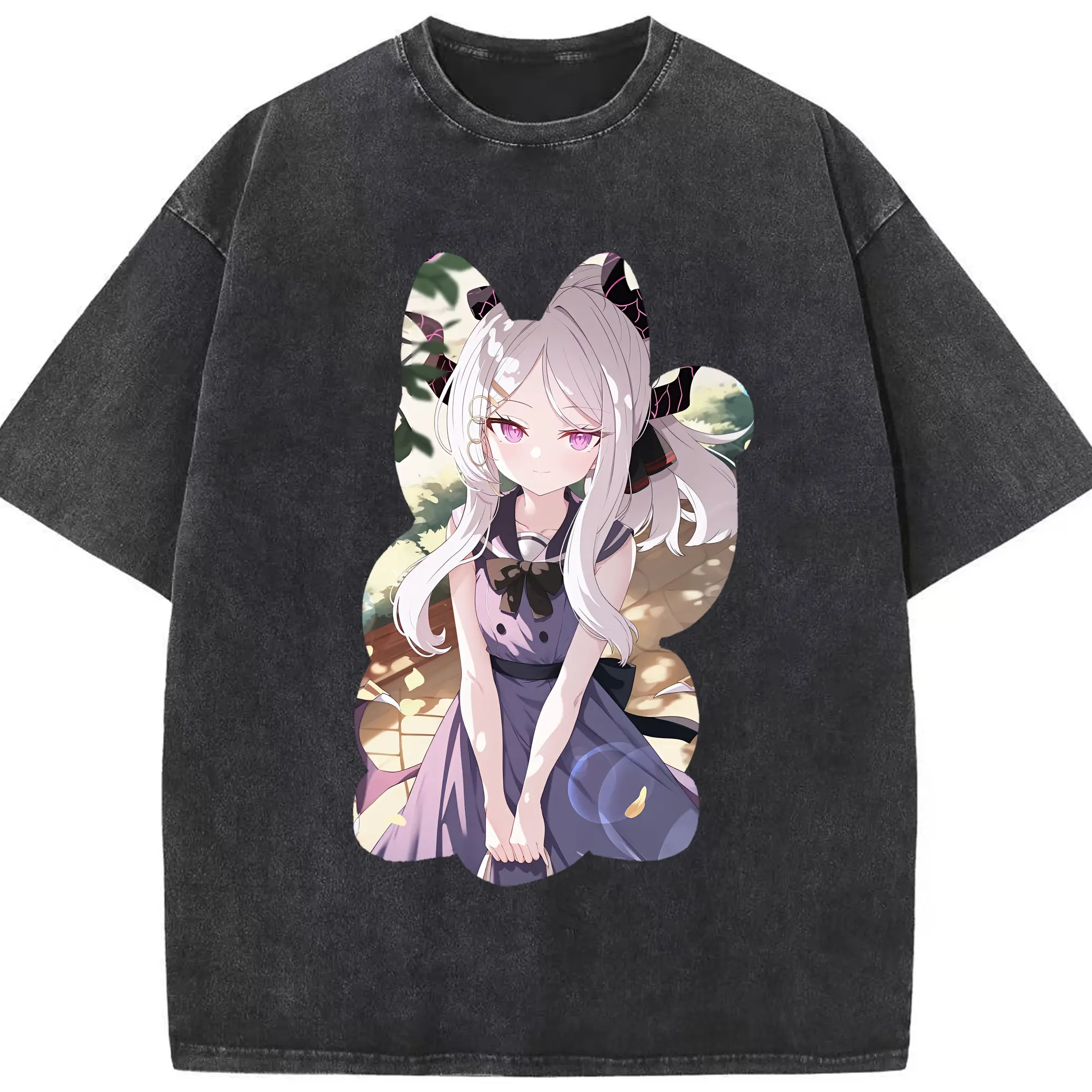 ブルーアーカイブ グッズ 空崎ヒナ - 綿100％ ヴィンテージ風 半袖Tシャツ ・ フロントプリント ・ 柔らか肌触り ・ 通気性 快適 ・ スポーツ カジュアル 外出用