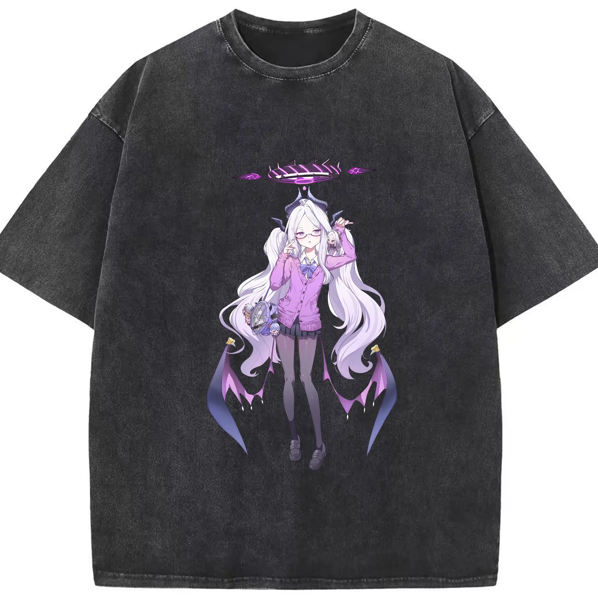 ブルーアーカイブ グッズ 空崎ヒナ - 綿100％ ヴィンテージ風 半袖Tシャツ ・ フロントプリント ・ 柔らか肌触り ・ 通気性 快適 ・ スポーツ カジュアル 外出用