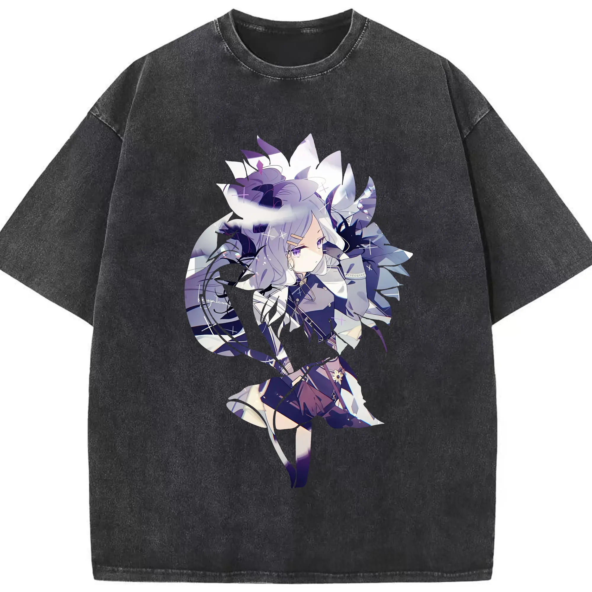 ブルーアーカイブ グッズ 空崎ヒナ - 綿100％ ヴィンテージ風 半袖Tシャツ ・ フロントプリント ・ 柔らか肌触り ・ 通気性 快適 ・ スポーツ カジュアル 外出用