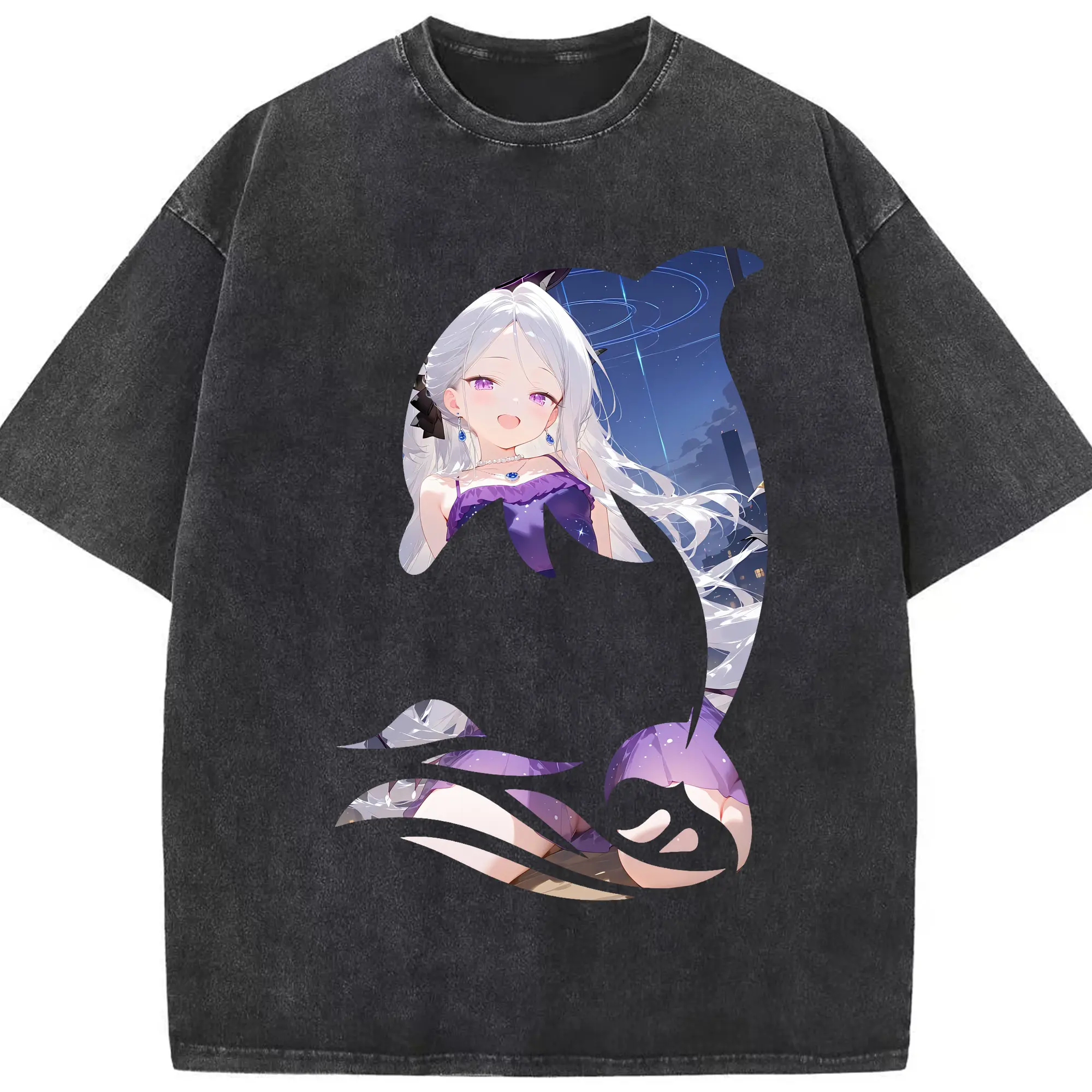 ブルーアーカイブ グッズ 空崎ヒナ - 綿100％ ヴィンテージ風 半袖Tシャツ ・ フロントプリント ・ 柔らか肌触り ・ 通気性 快適 ・ スポーツ カジュアル 外出用