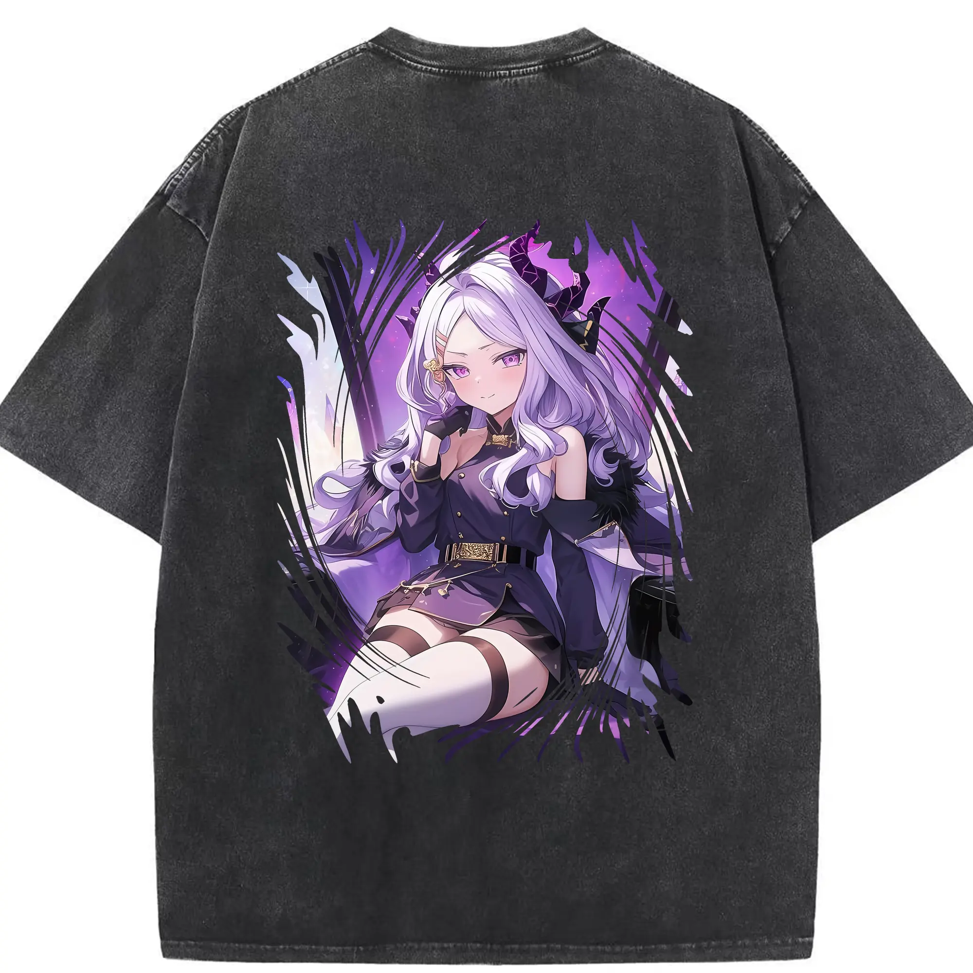 ブルーアーカイブ グッズ 空崎ヒナ - 綿100％ ヴィンテージ風 半袖Tシャツ ・ 背面プリント ・ 柔らか肌触り ・ 通気性 快適 ・ スポーツ カジュアル 外出用