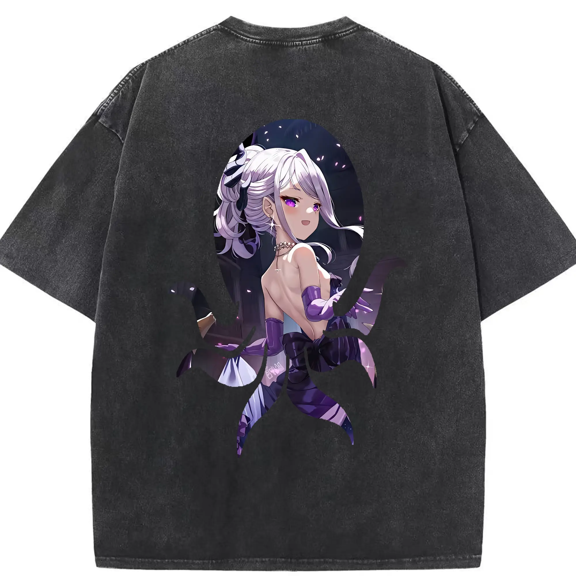 ブルーアーカイブ グッズ 空崎ヒナ - 綿100％ ヴィンテージ風 半袖Tシャツ ・ 背面プリント ・ 柔らか肌触り ・ 通気性 快適 ・ スポーツ カジュアル 外出用