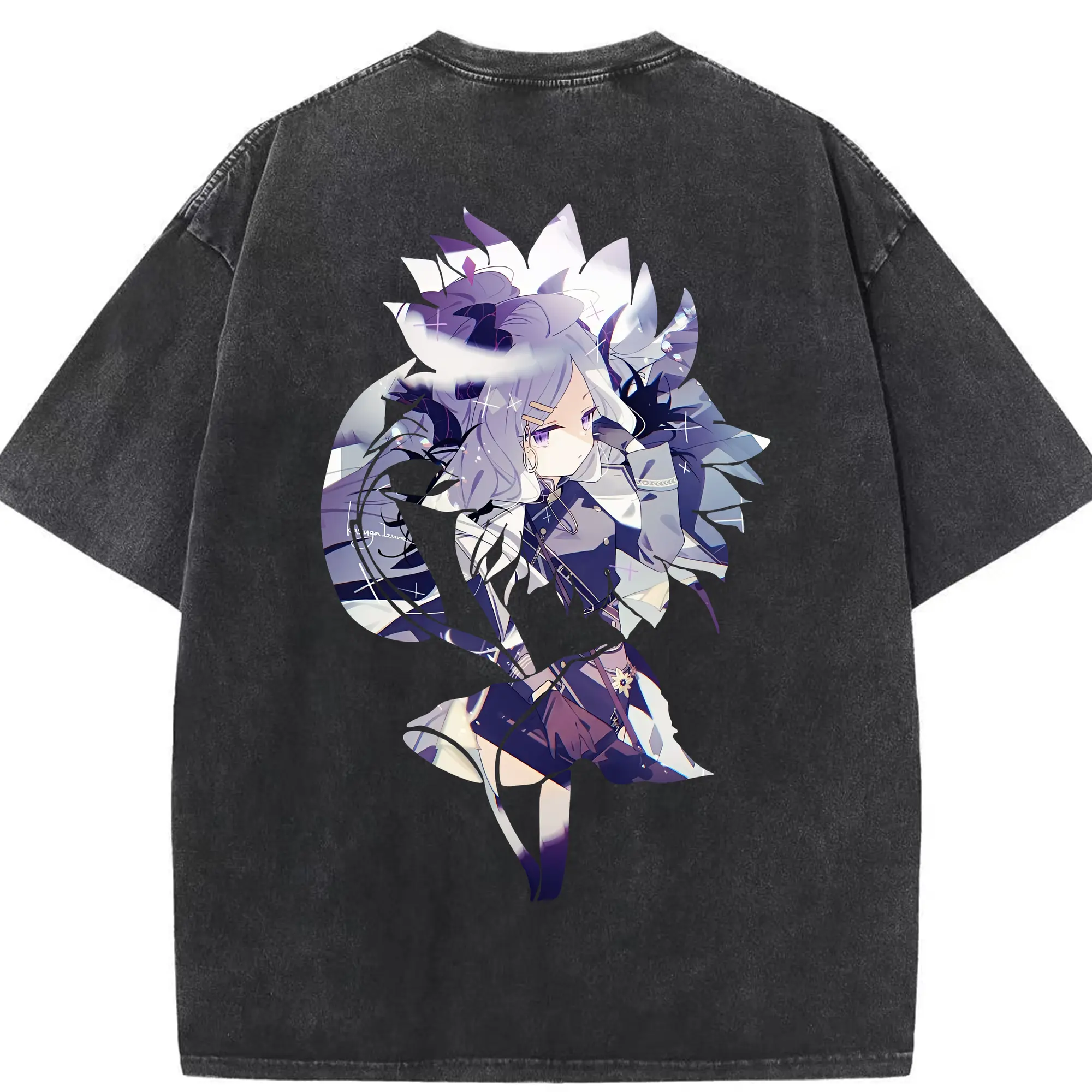 ブルーアーカイブ グッズ 空崎ヒナ - 綿100％ ヴィンテージ風 半袖Tシャツ ・ 背面プリント ・ 柔らか肌触り ・ 通気性 快適 ・ スポーツ カジュアル 外出用