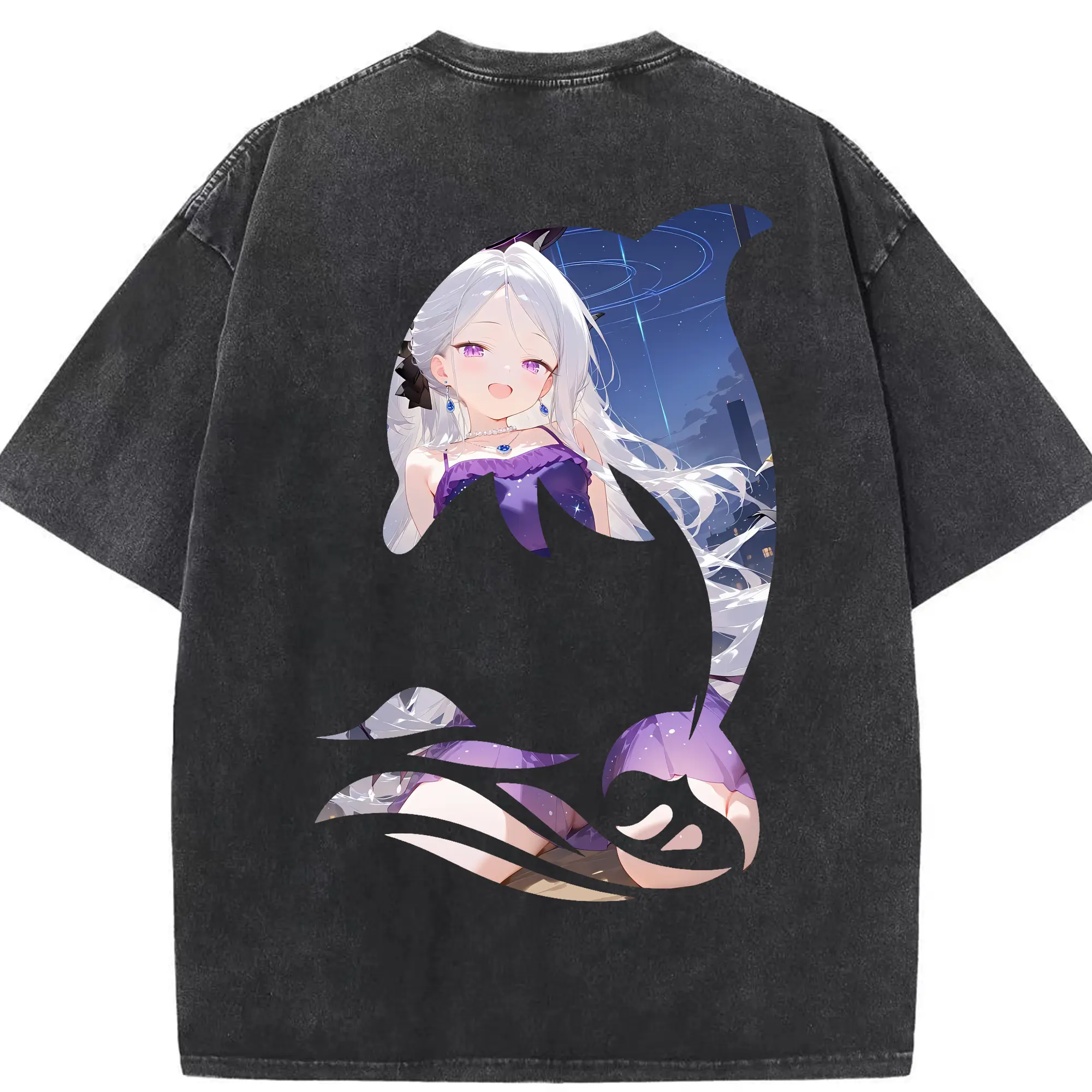 ブルーアーカイブ グッズ 空崎ヒナ - 綿100％ ヴィンテージ風 半袖Tシャツ ・ 背面プリント ・ 柔らか肌触り ・ 通気性 快適 ・ スポーツ カジュアル 外出用