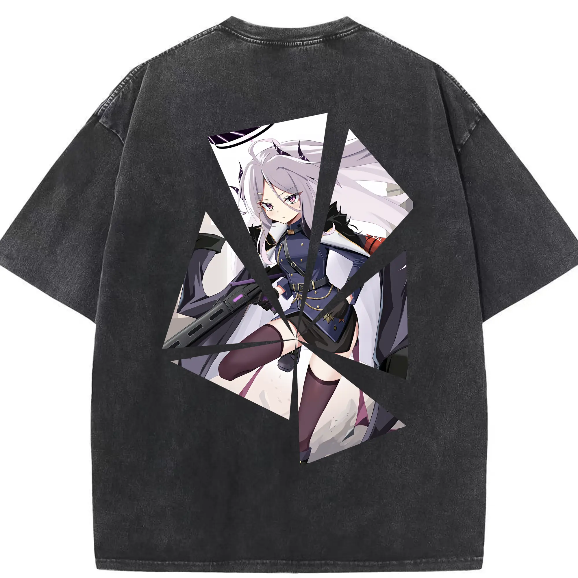 ブルーアーカイブ グッズ 空崎ヒナ - 綿100％ ヴィンテージ風 半袖Tシャツ ・ 背面プリント ・ 柔らか肌触り ・ 通気性 快適 ・ スポーツ カジュアル 外出用