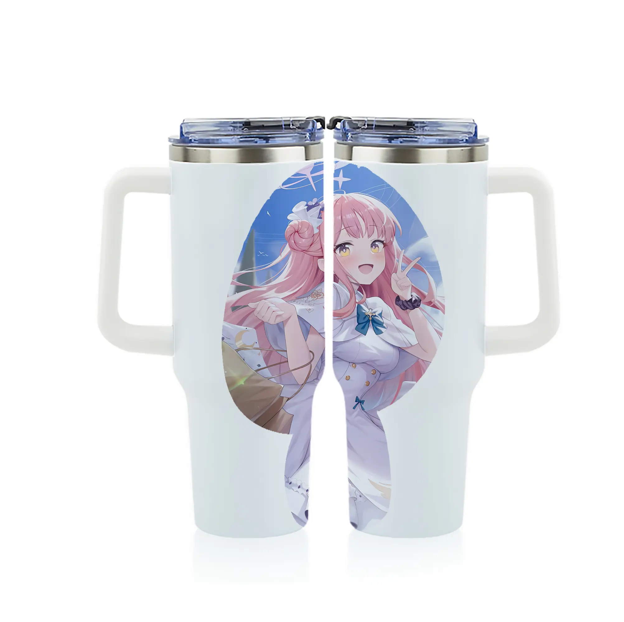 ブルーアーカイブ グッズ 聖園ミカ - 1200mL フルプリント車用タンブラー ・ 304ステンレス 内側 ・ 201ステンレス 外側 ・ 保温 保冷 ・ 通勤 ドライブ アウトドア用