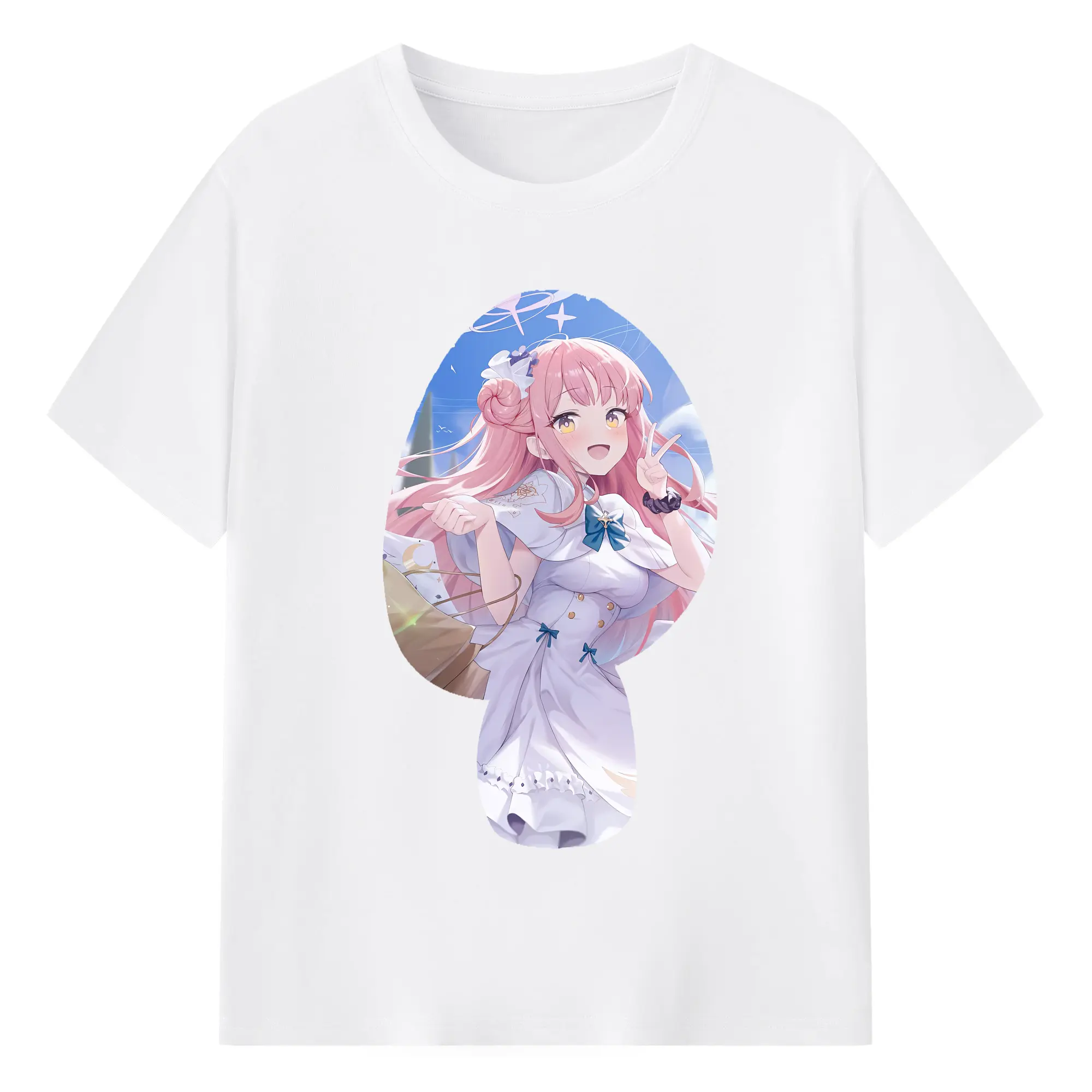 ブルーアーカイブ グッズ 聖園ミカ - 綿100％ 半袖Tシャツ ・ フロントプリント ・ 快適 通気性 ・ 日常使い 散歩 スポーツ用