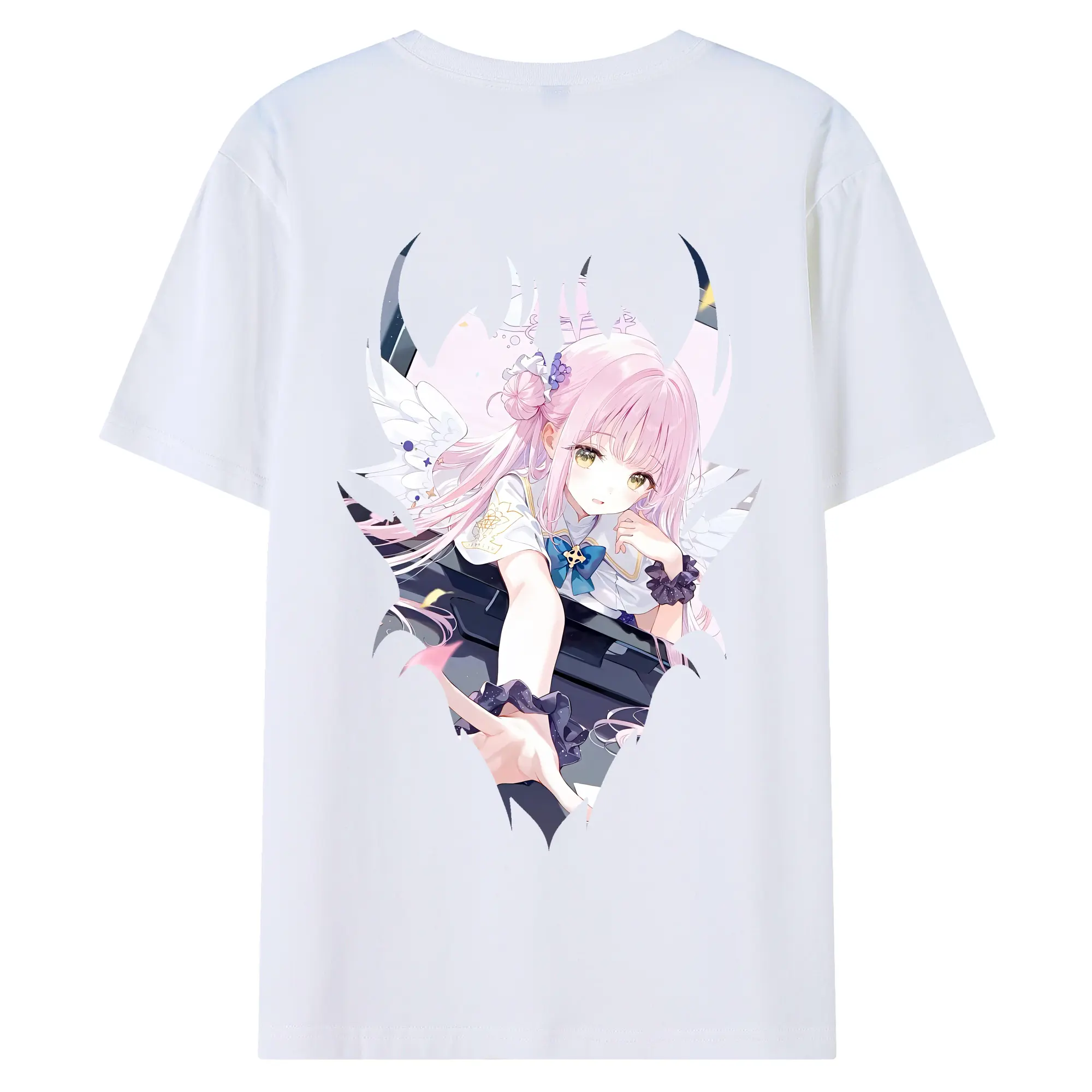 ブルーアーカイブ グッズ 聖園ミカ - 綿100％ 半袖Tシャツ ・ バックプリント ・ 快適 通気性 ・ 日常使い 散歩 スポーツ用