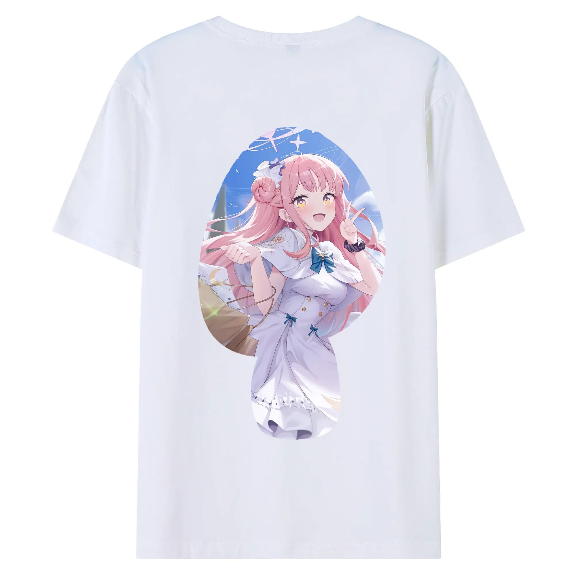 ブルーアーカイブ グッズ 聖園ミカ - 綿100％ 半袖Tシャツ ・ バックプリント ・ 快適 通気性 ・ 日常使い 散歩 スポーツ用