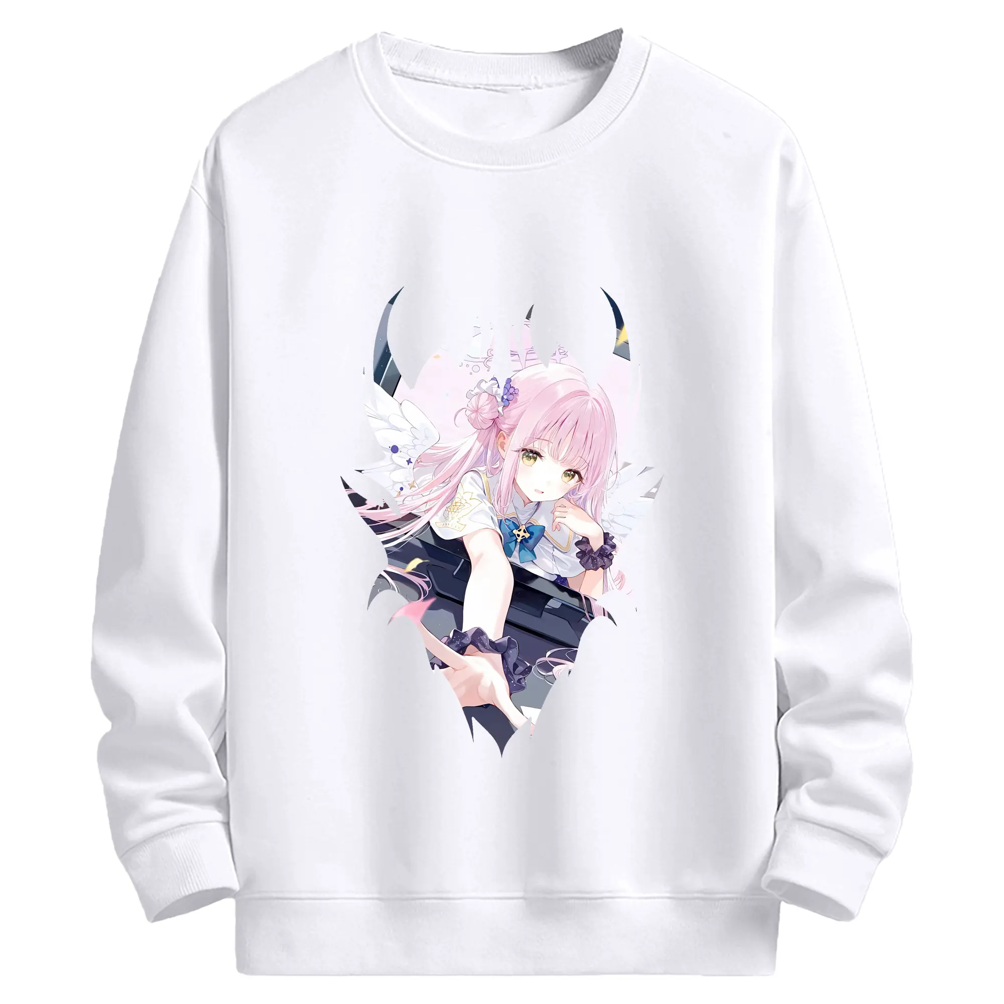 ブルーアーカイブ グッズ 聖園ミカ - 高品質 クルーネック スウェット ・ コットン59％ ポリエステル41％ ・ ユニセックス 長袖 トレーナー ・ カジュアル デイリー スポーツ 散歩用