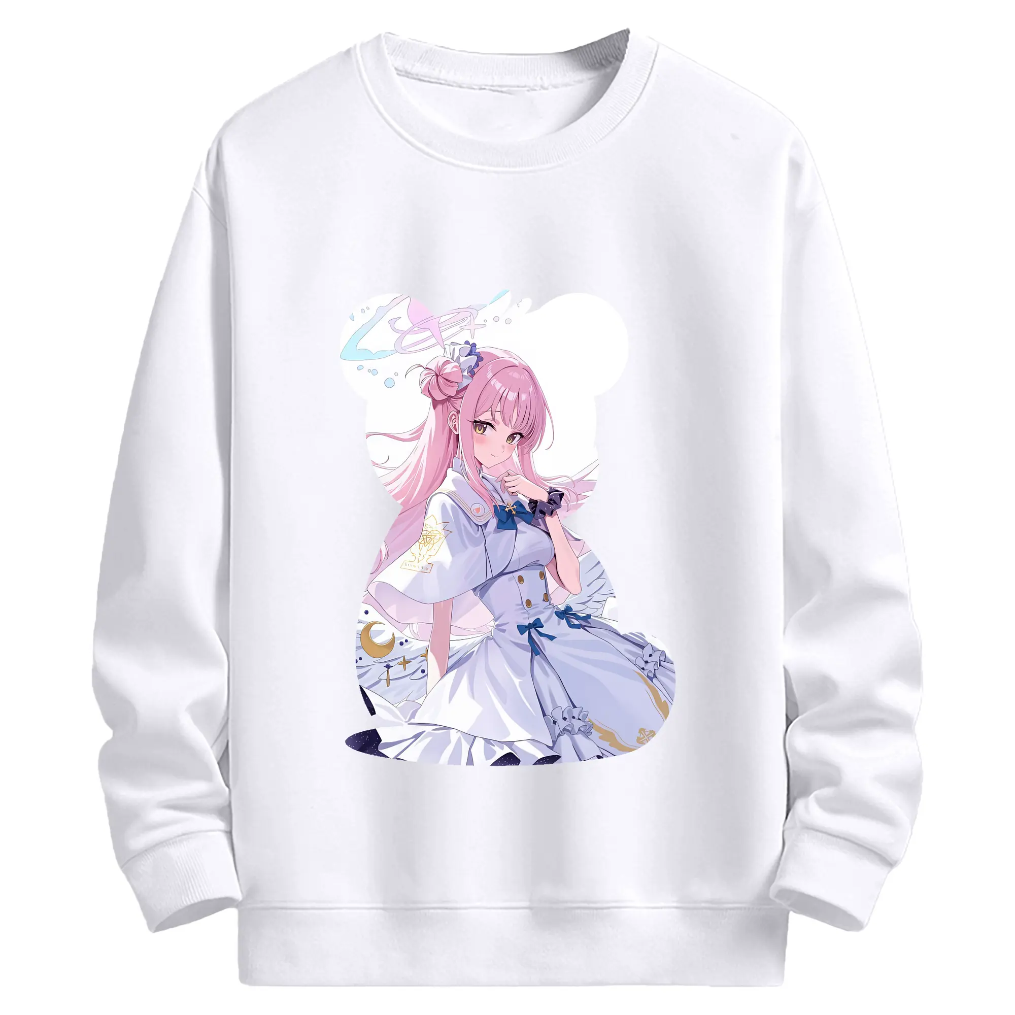 ブルーアーカイブ グッズ 聖園ミカ - 高品質 クルーネック スウェット ・ コットン59％ ポリエステル41％ ・ ユニセックス 長袖 トレーナー ・ カジュアル デイリー スポーツ 散歩用
