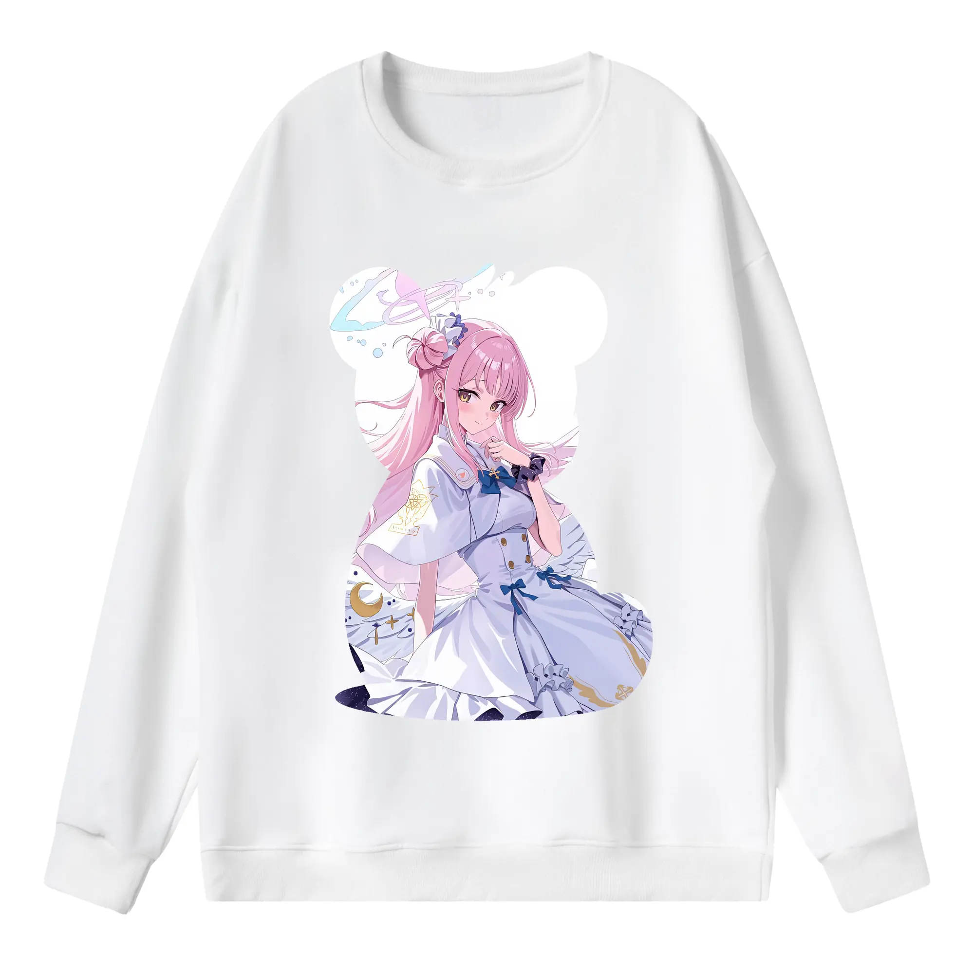 ブルーアーカイブ グッズ 聖園ミカ - 薄手 クルーネック スウェット 裏毛260g · ポリエステル 春秋向け カジュアル 男女兼用 · トレーナー デイリー スポーツ 散歩に最適