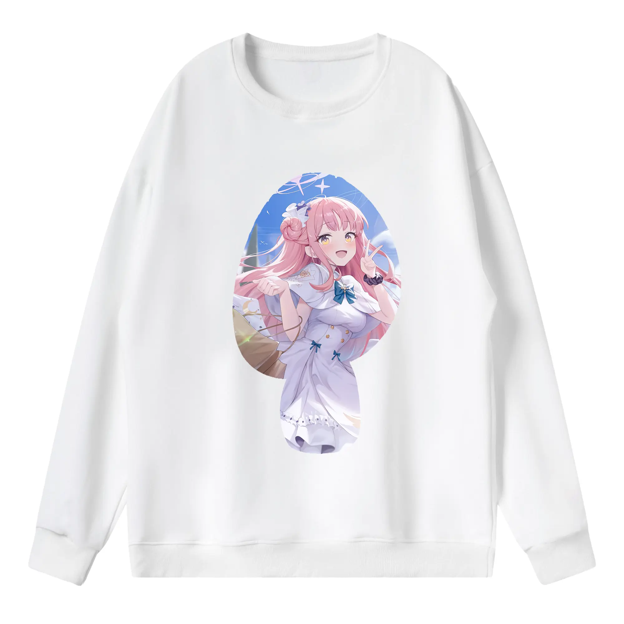 ブルーアーカイブ グッズ 聖園ミカ - 薄手 クルーネック スウェット 裏毛260g · ポリエステル 春秋向け カジュアル 男女兼用 · トレーナー デイリー スポーツ 散歩に最適