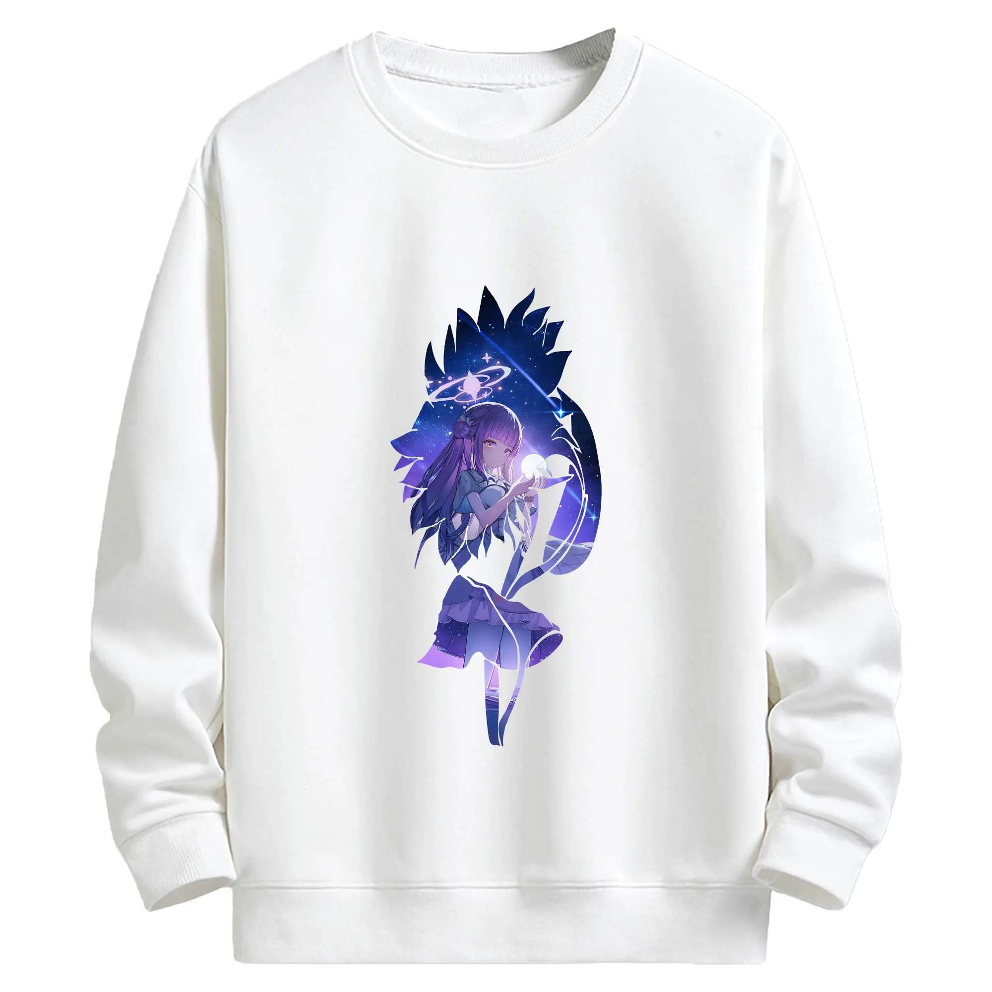 ブルーアーカイブ グッズ 聖園ミカ - キッズ クルーネックスウェットシャツ ・ フロントプリント ・ 綿80％ ポリエステル20％ ・ 快適 通学 スポーツ 日常使い お散歩用
