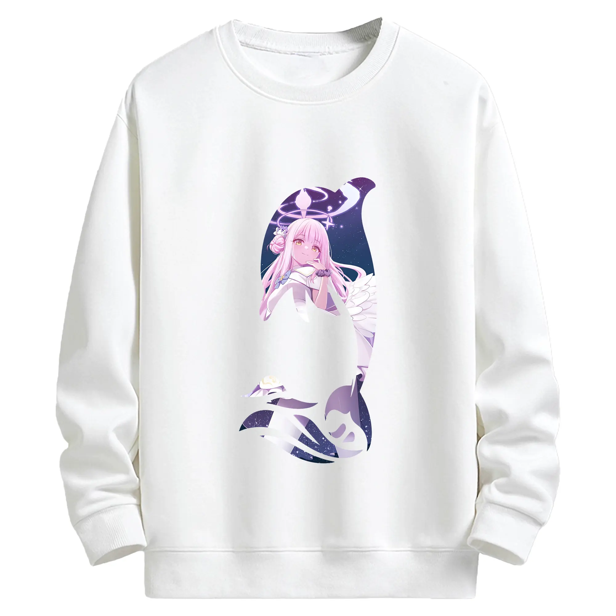 ブルーアーカイブ グッズ 聖園ミカ - キッズ クルーネックスウェットシャツ ・ フロントプリント ・ 綿80％ ポリエステル20％ ・ 快適 通学 スポーツ 日常使い お散歩用
