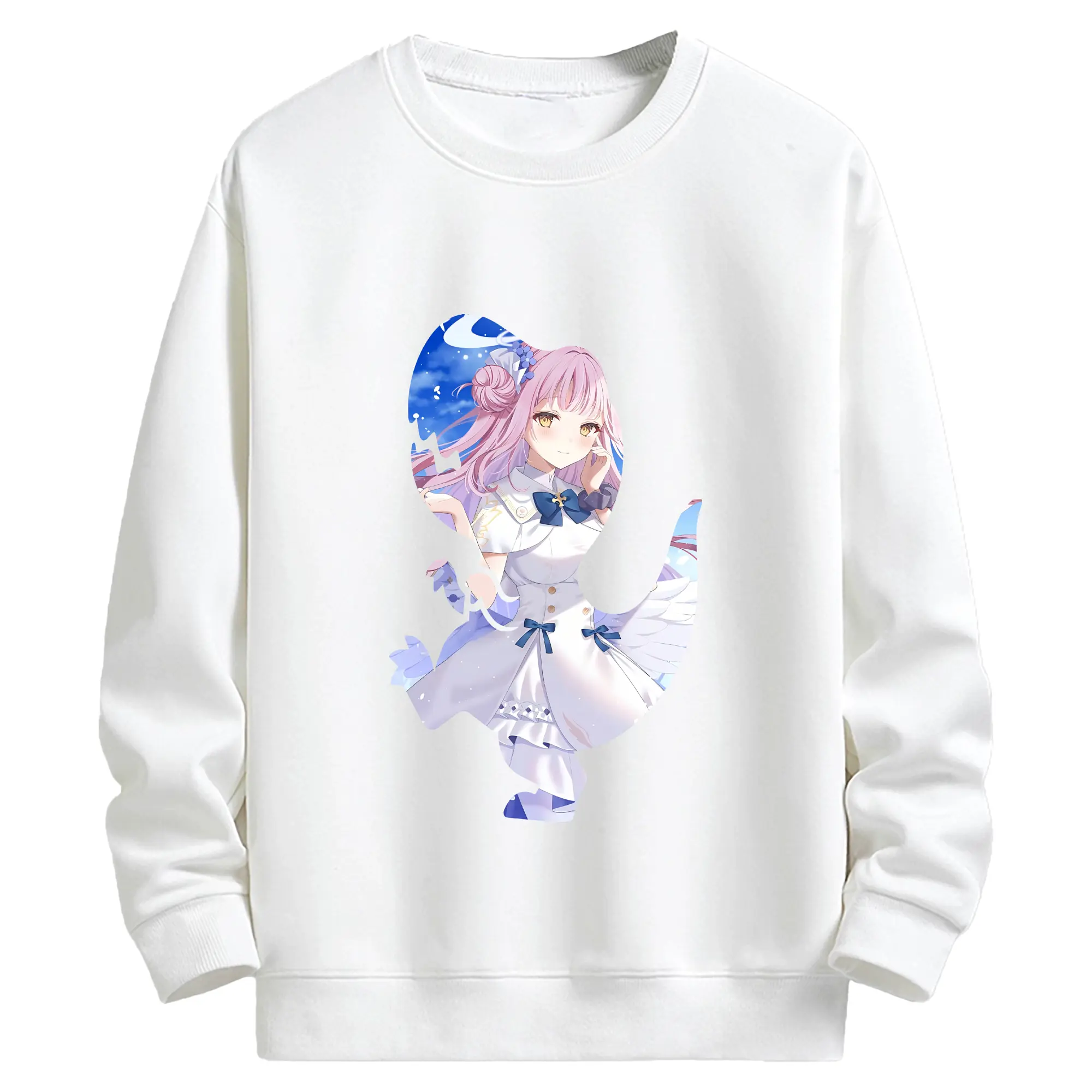 ブルーアーカイブ グッズ 聖園ミカ - キッズ クルーネックスウェットシャツ ・ フロントプリント ・ 綿80％ ポリエステル20％ ・ 快適 通学 スポーツ 日常使い お散歩用