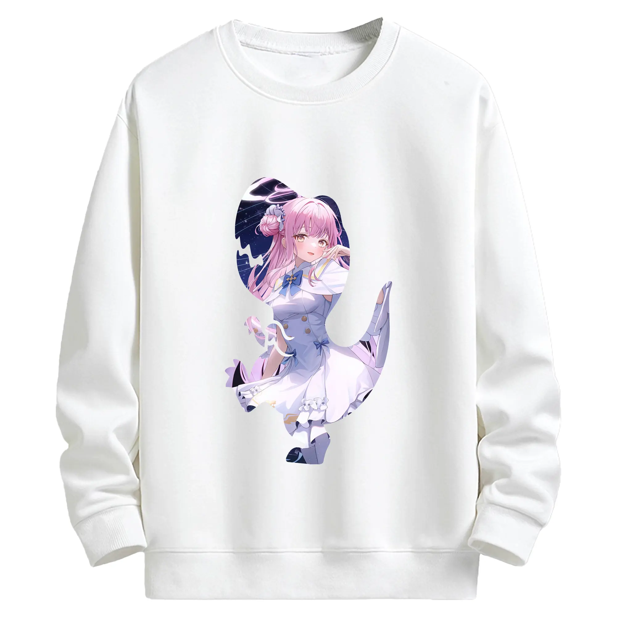 ブルーアーカイブ グッズ 聖園ミカ - キッズ クルーネックスウェットシャツ ・ フロントプリント ・ 綿80％ ポリエステル20％ ・ 快適 通学 スポーツ 日常使い お散歩用