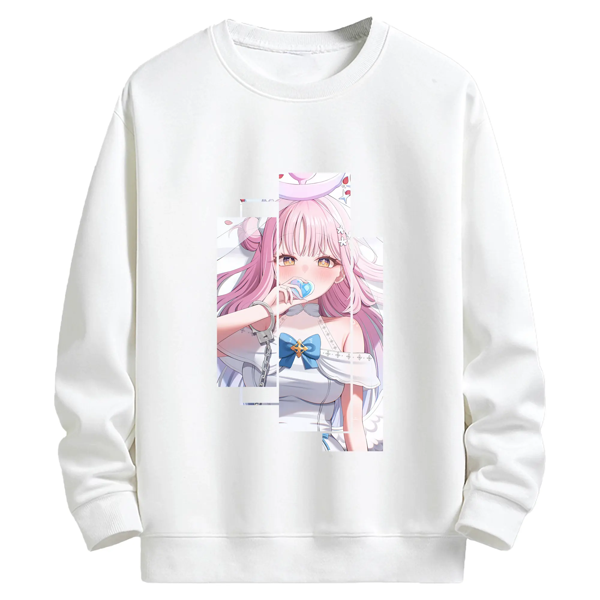 ブルーアーカイブ グッズ 聖園ミカ - キッズ クルーネックスウェットシャツ ・ フロントプリント ・ 綿80％ ポリエステル20％ ・ 快適 通学 スポーツ 日常使い お散歩用