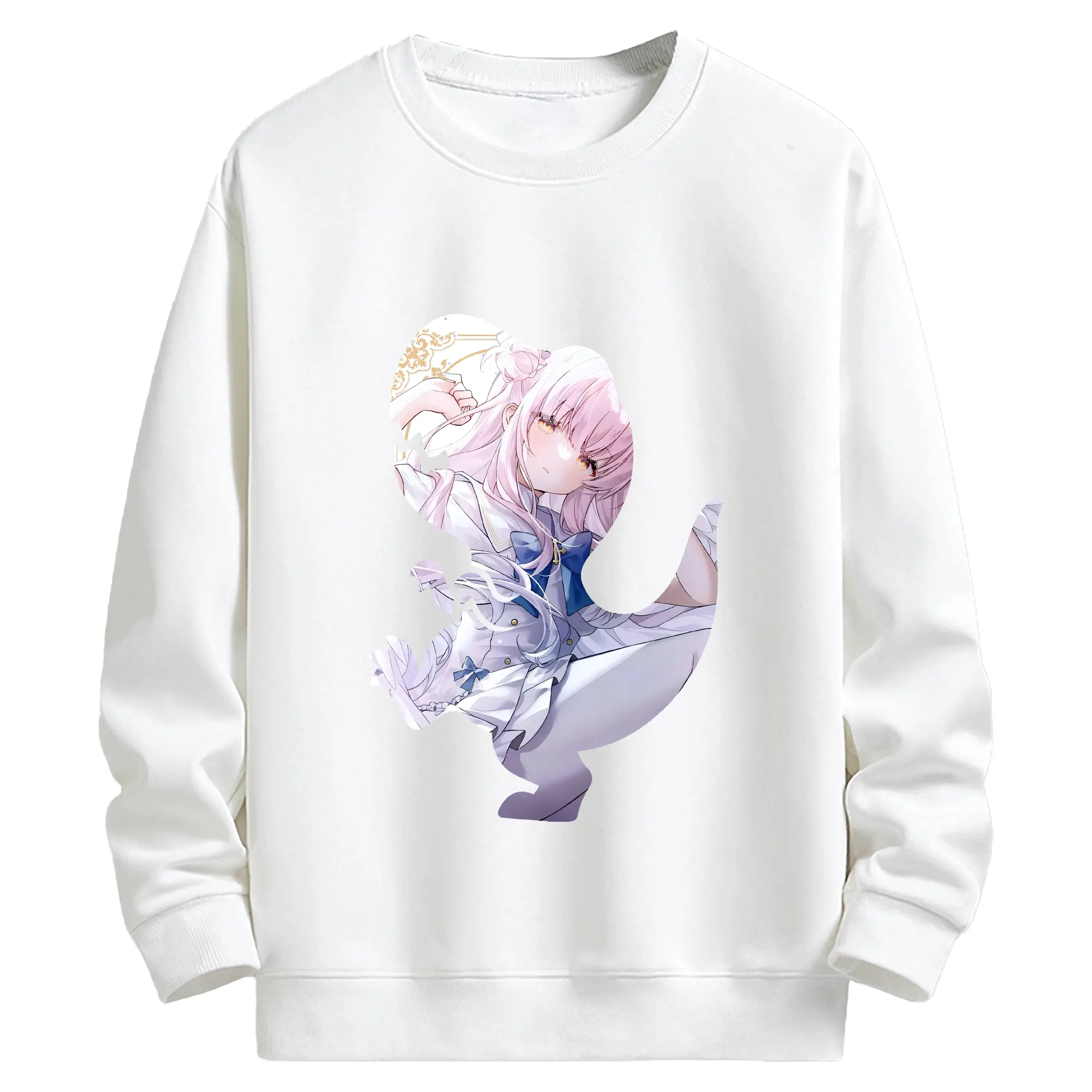 ブルーアーカイブ グッズ 聖園ミカ - キッズ クルーネックスウェットシャツ ・ フロントプリント ・ 綿80％ ポリエステル20％ ・ 快適 通学 スポーツ 日常使い お散歩用