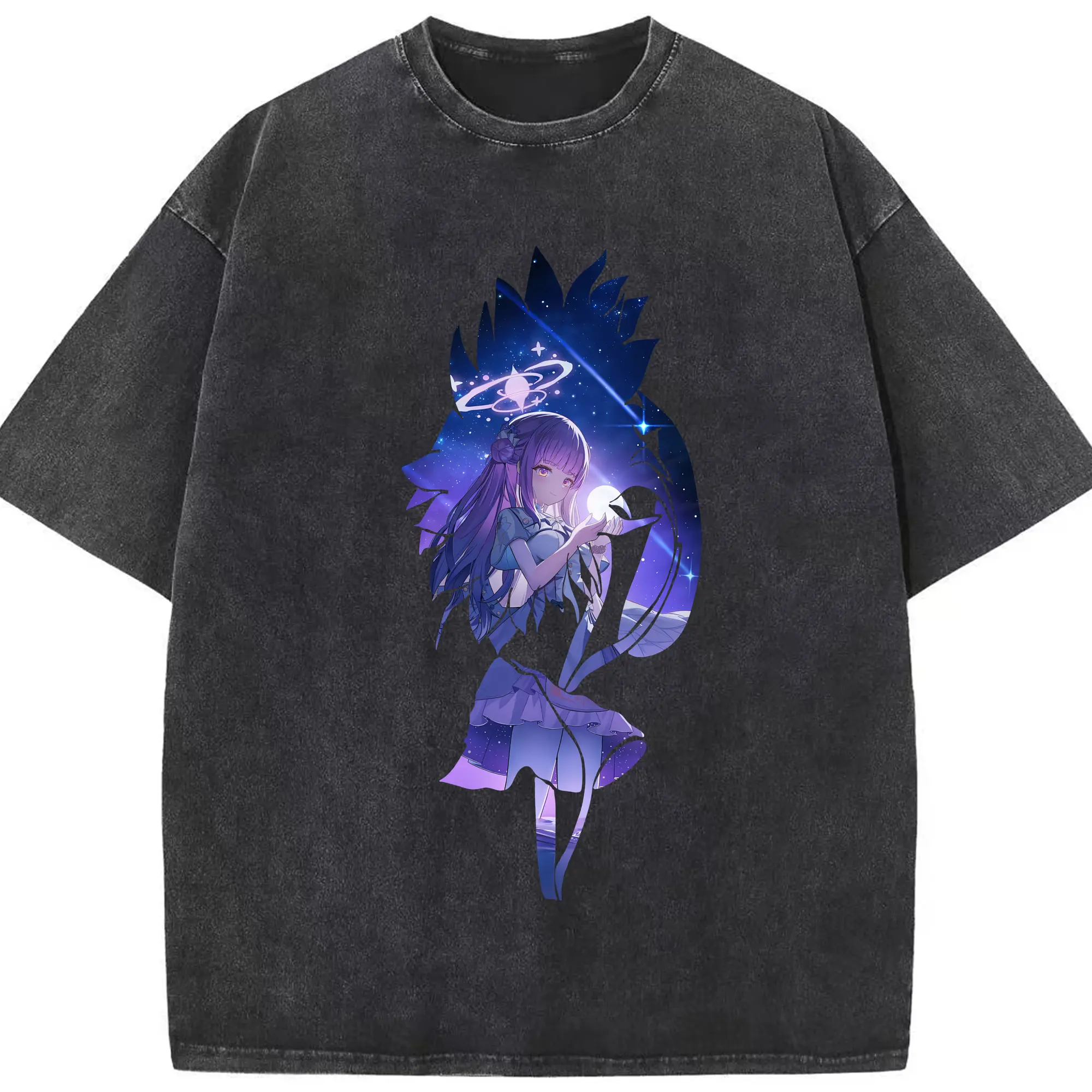 ブルーアーカイブ グッズ 聖園ミカ - 綿100％ ヴィンテージ風 半袖Tシャツ ・ フロントプリント ・ 柔らか肌触り ・ 通気性 快適 ・ スポーツ カジュアル 外出用